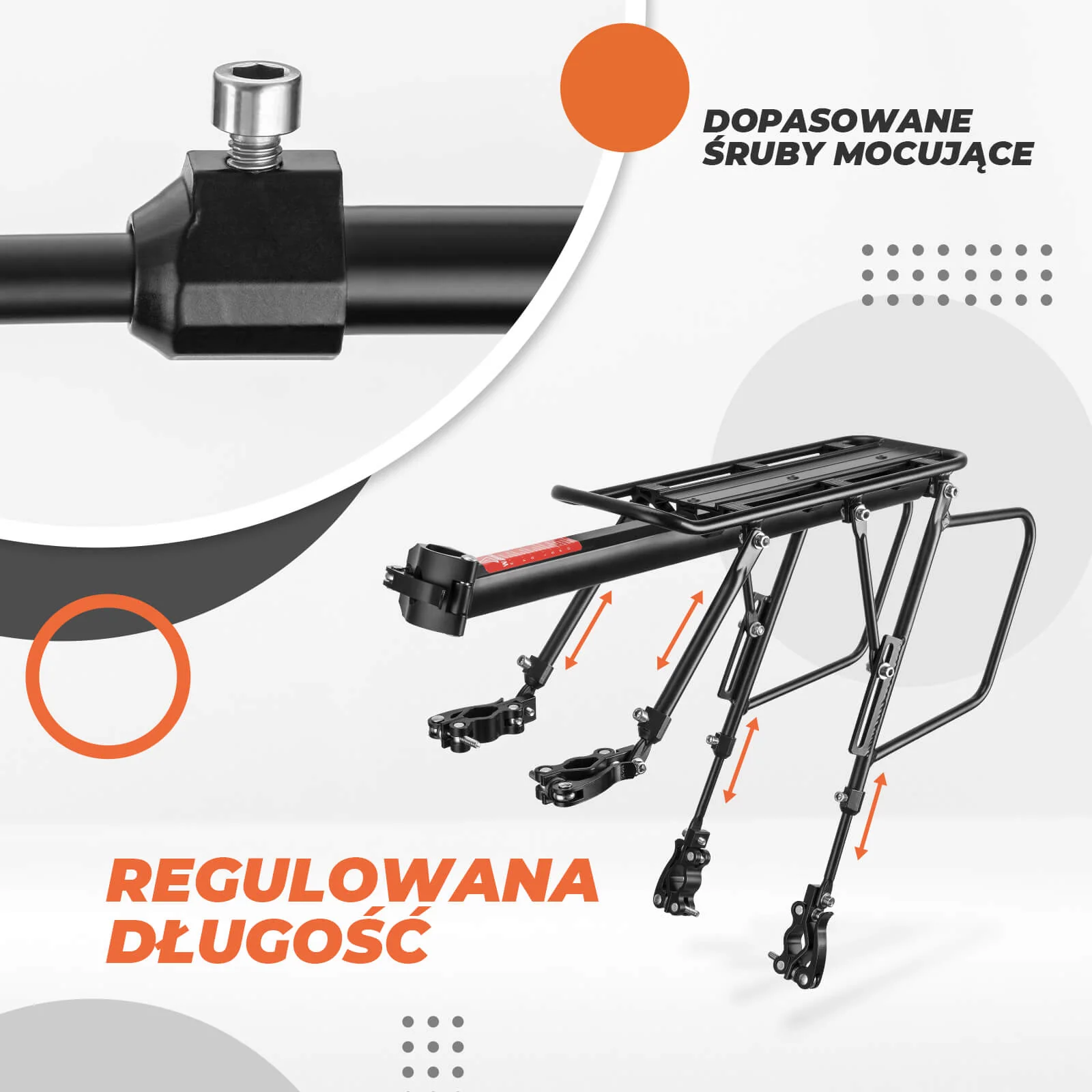 Bagażnik Rowerowy ze Stopu Aluminium Regulowany na Tylny Wspornik Siodła - CT-601-12B - Image 3