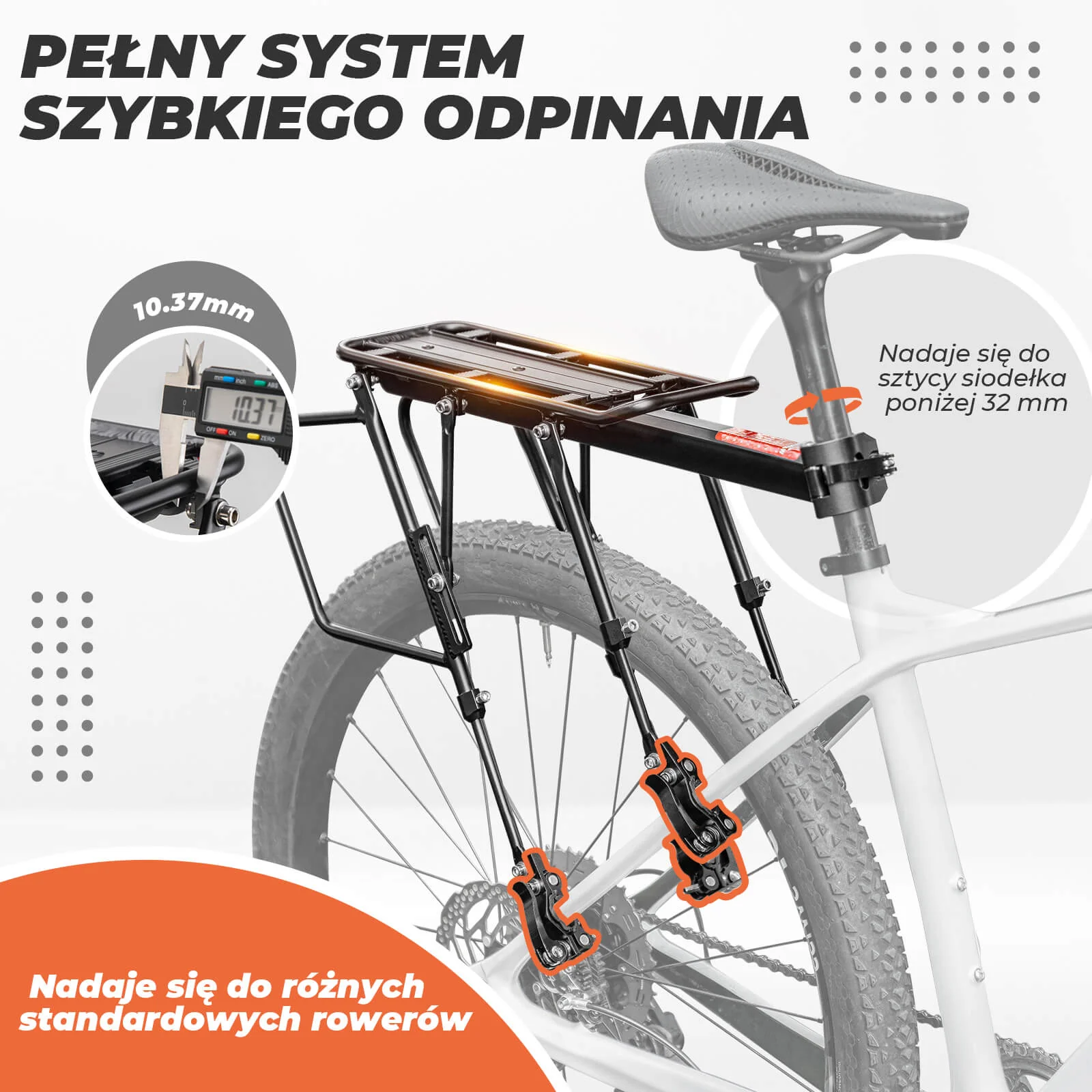 Bagażnik Rowerowy ze Stopu Aluminium Regulowany na Tylny Wspornik Siodła - CT-601-12B - Image 4