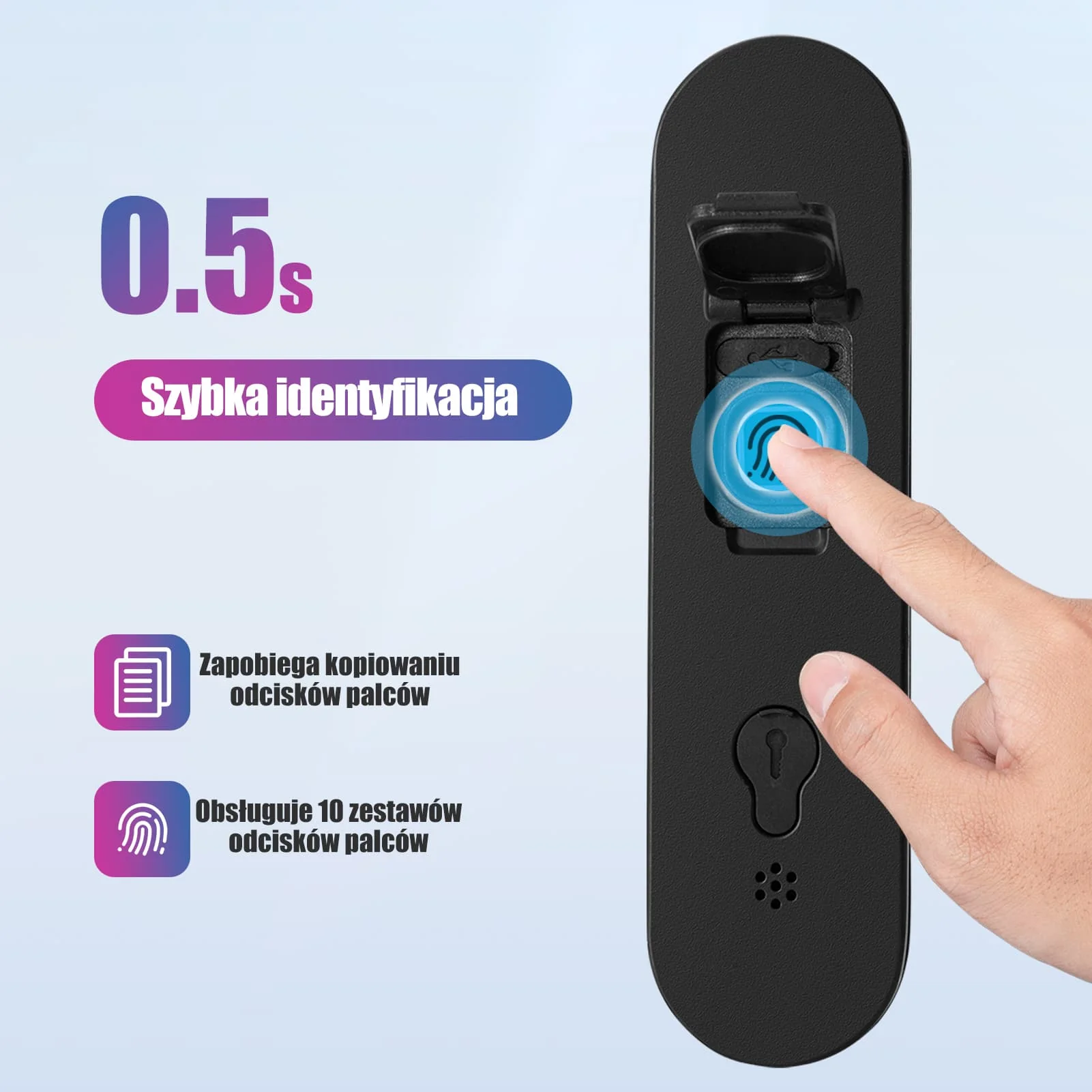 Blokada Na Odcisk Palca Wodoodporna, Bluetooth z Kluczem Awaryjnym-818 - Image 2