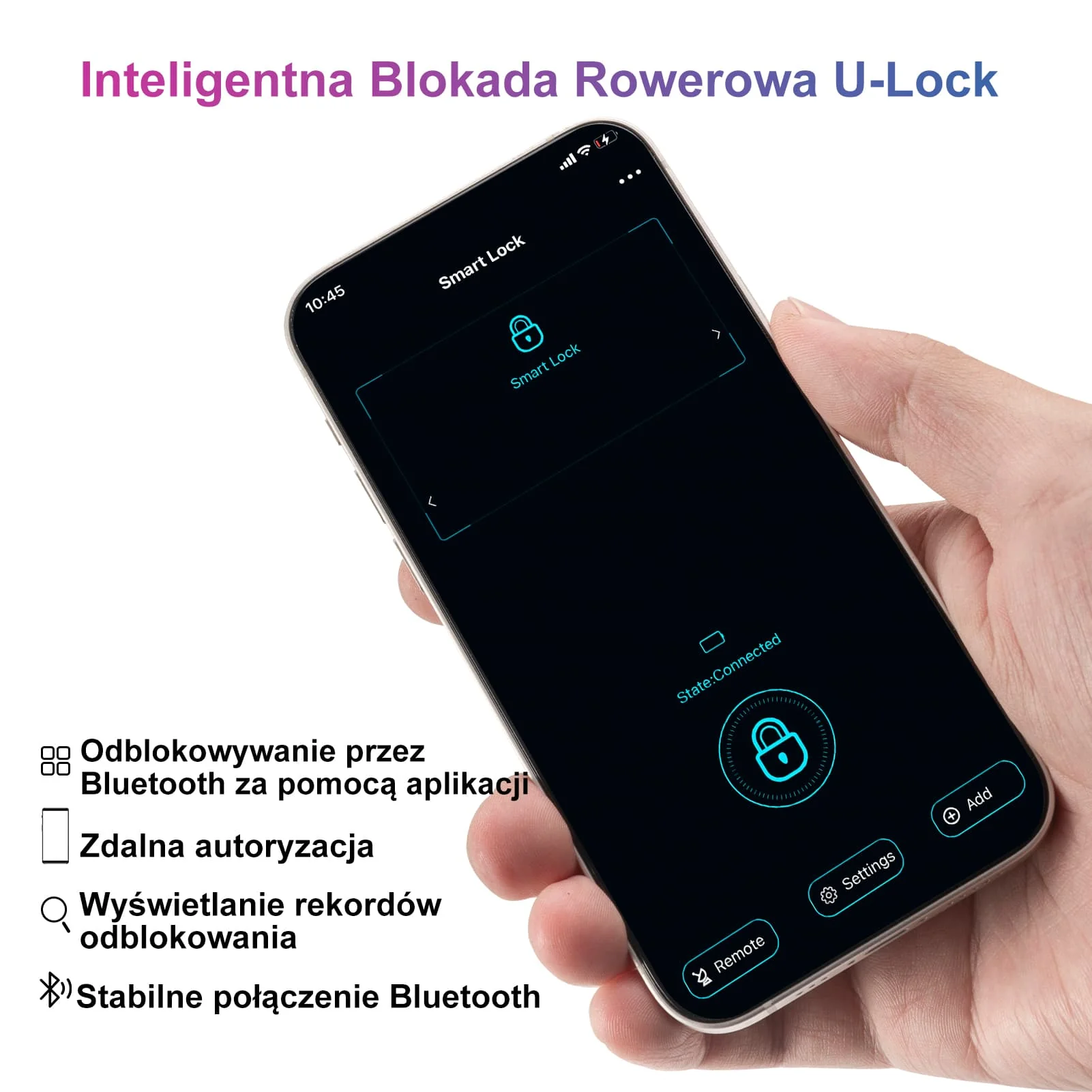 Blokada Na Odcisk Palca Wodoodporna, Bluetooth z Kluczem Awaryjnym-818 - Image 5