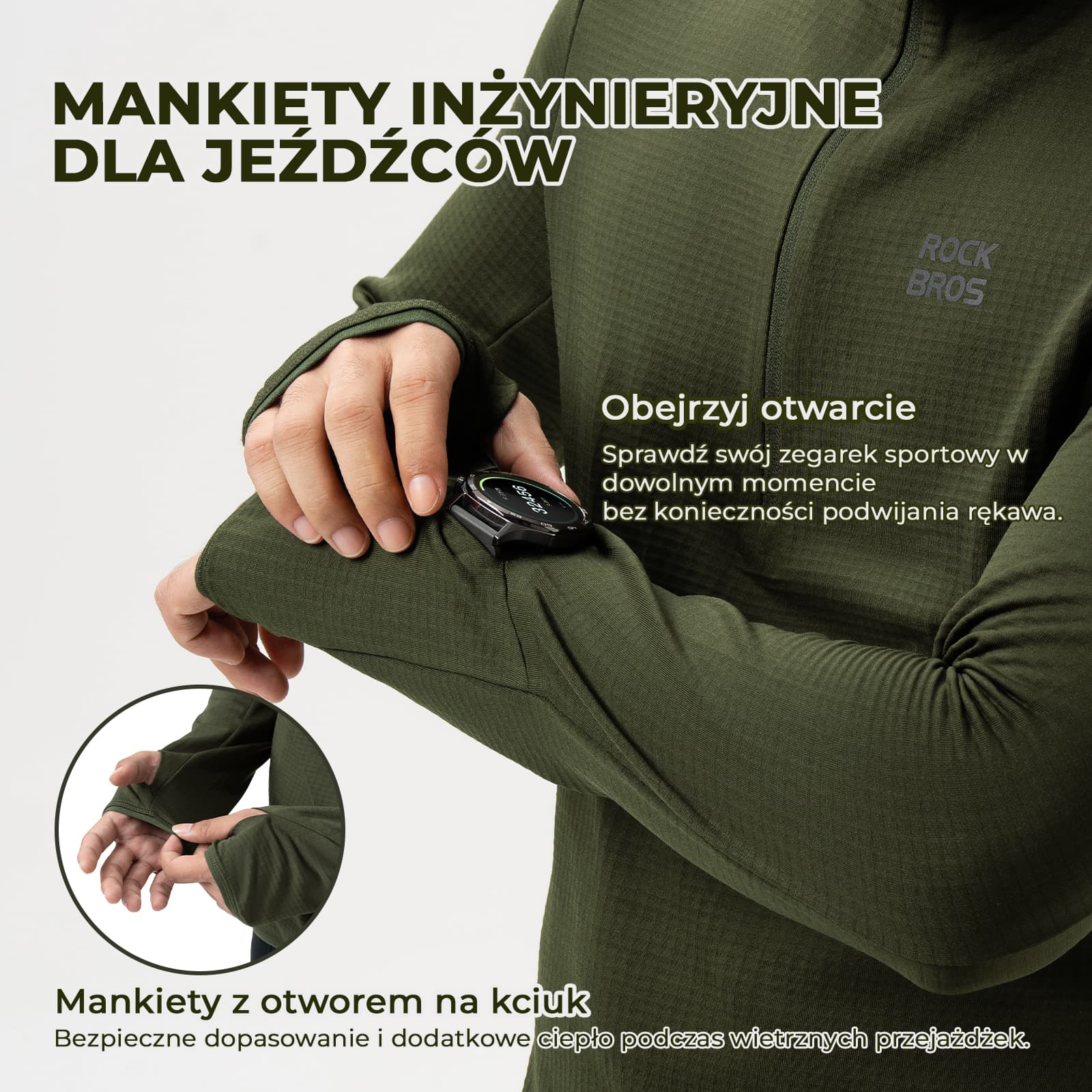 Ciepła Bluza Kurtki z Polarem Ciemnozielony-YPW080 - Image 4
