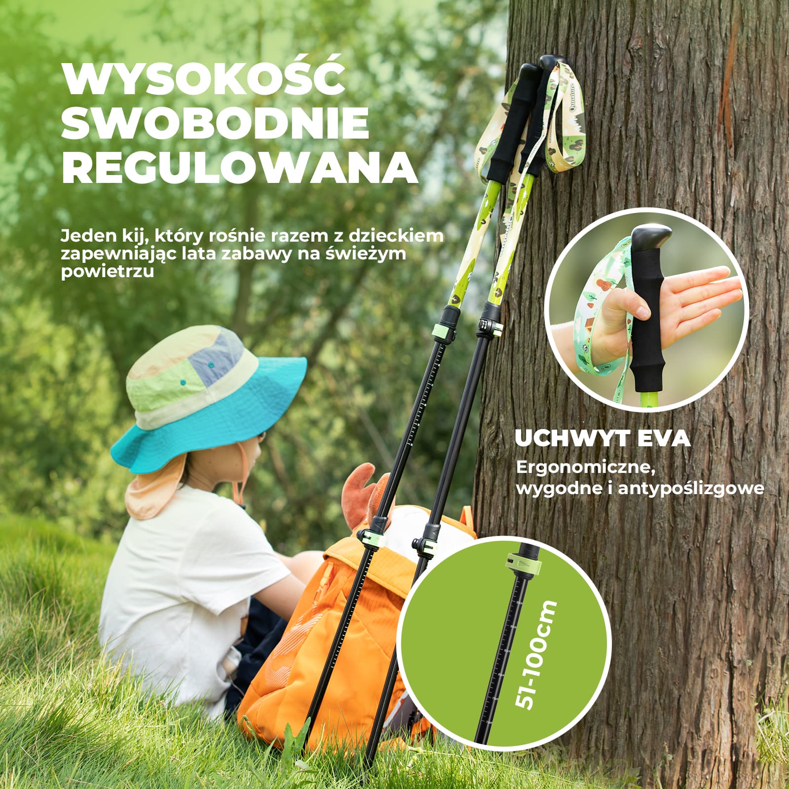 Dziecięcy Aluminiowy Kij Trekkingowy Lekki, Regulowany i Bezpieczny-BX-005 - Image 11