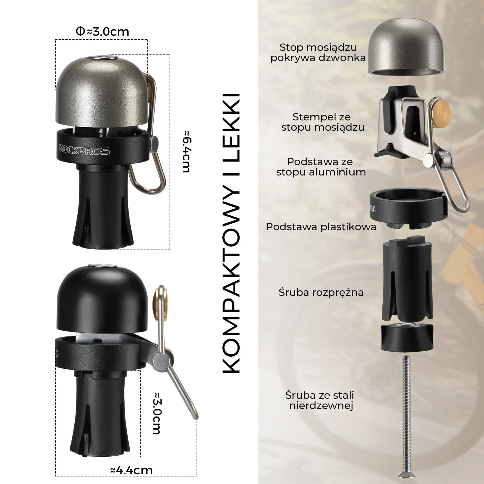 Dzwonek do Roweru Szosowego Kompatybilny 100dB z Kierownicami 22,2 mm-BB2502 - Image 3