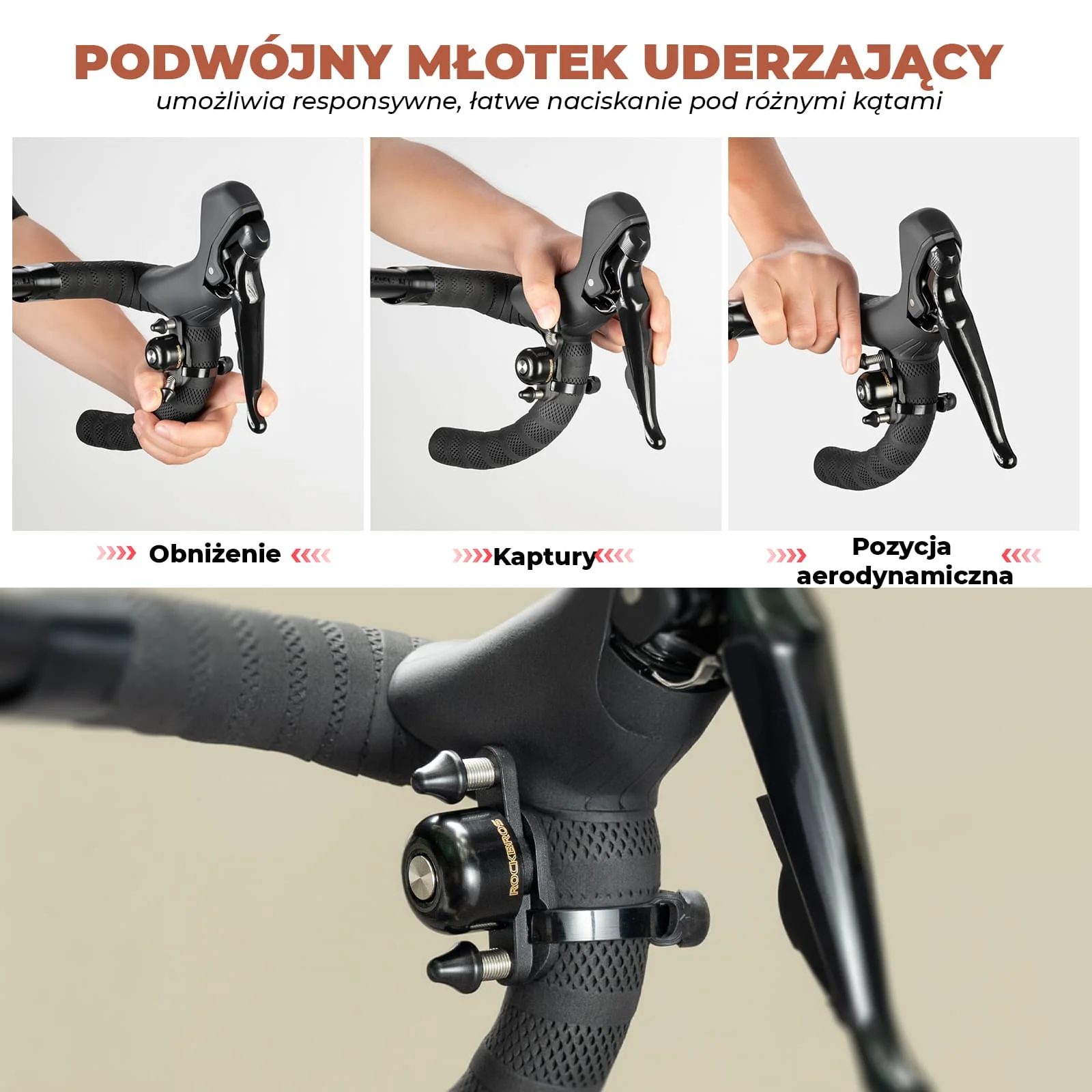 Dzwonek Rowerowy Dual Hammer Pasuje Do Większości Kierownic-LD-G1 - Image 11