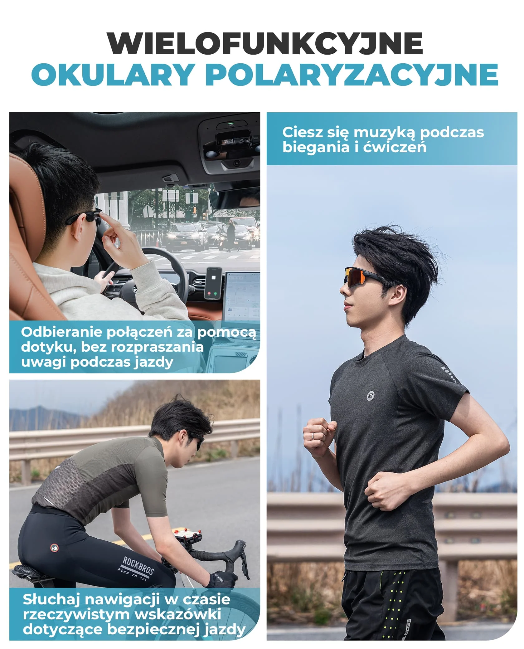 Inteligentne Okulary Rowerowe Bluetooth Polaryzacyjne / Fotochromowe-SP251 - Image 10