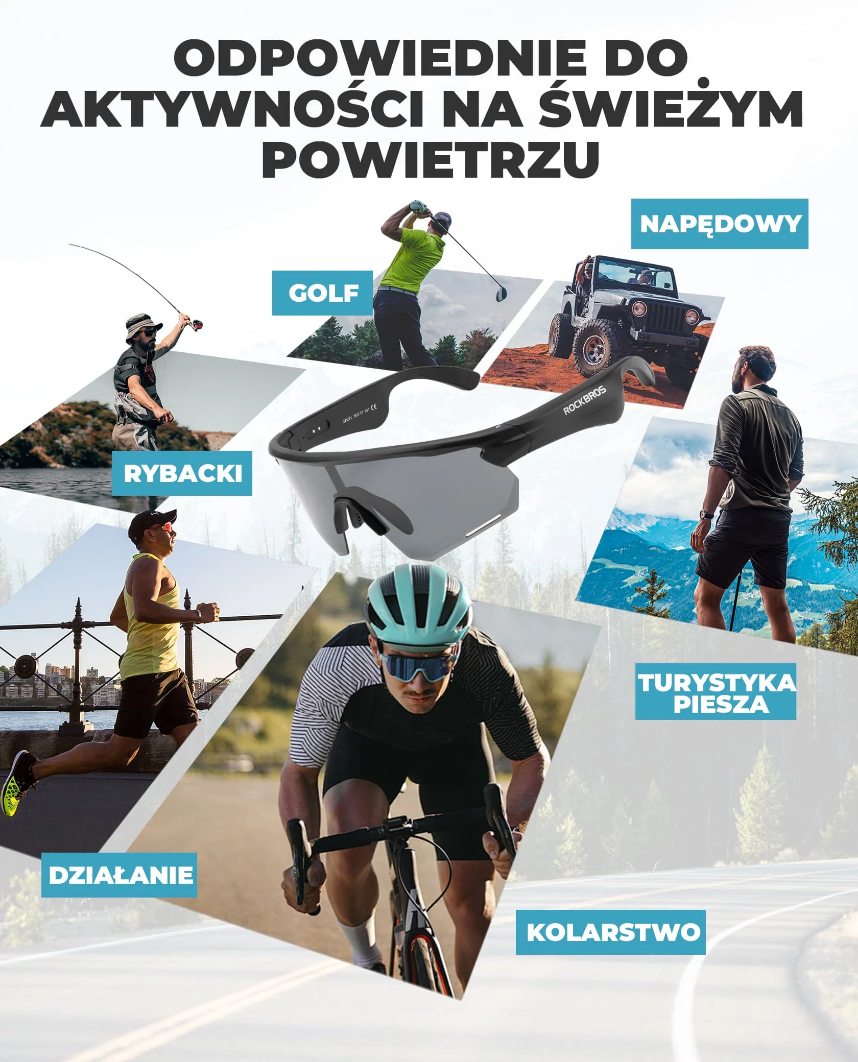Inteligentne Okulary Rowerowe Bluetooth Polaryzacyjne / Fotochromowe-SP251 - Image 16