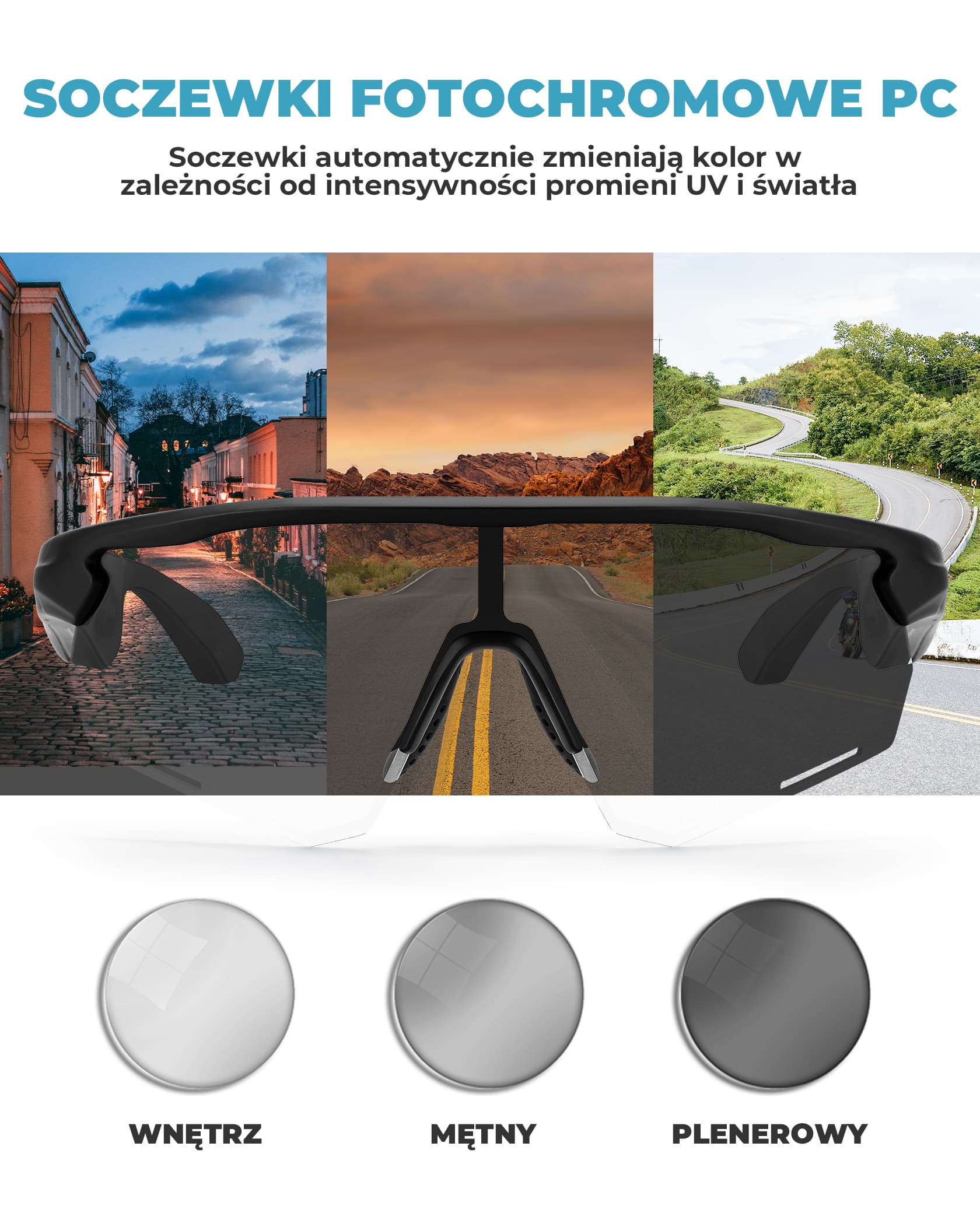 Inteligentne Okulary Rowerowe Bluetooth Polaryzacyjne / Fotochromowe-SP251 - Image 19
