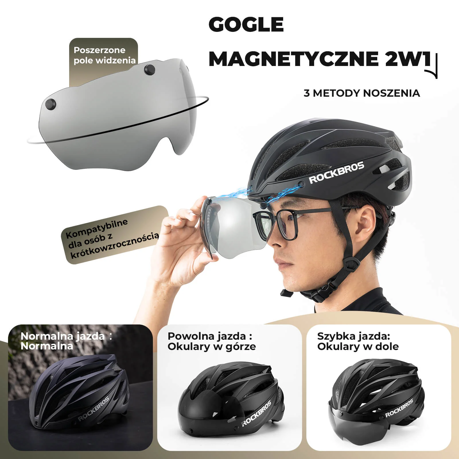 Kask Rowerowy Dla Dorosłych z Goglami Zmieniającymi Kolor -TT-36 - Image 14
