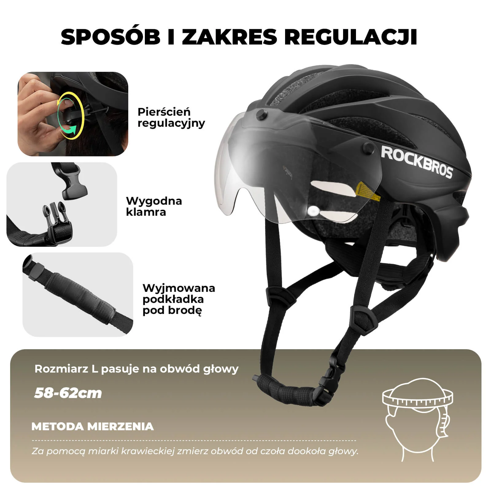 Kask Rowerowy Dla Dorosłych z Goglami Zmieniającymi Kolor -TT-36 - Image 17