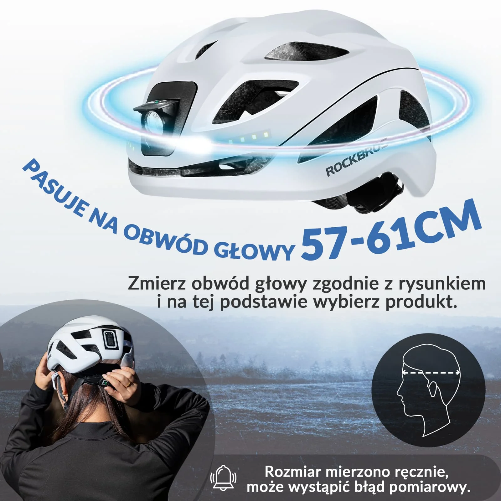 Kask Rowerowy z Lampką Męski Damski-ZK-077 - Image 13