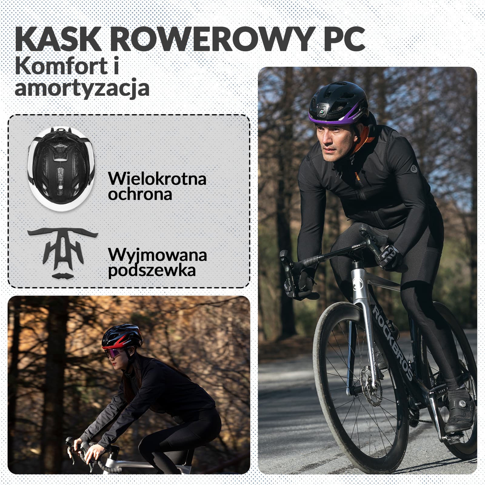 Kask Rowerowy z Lampką Męski Damski-ZK-077 - Image 26