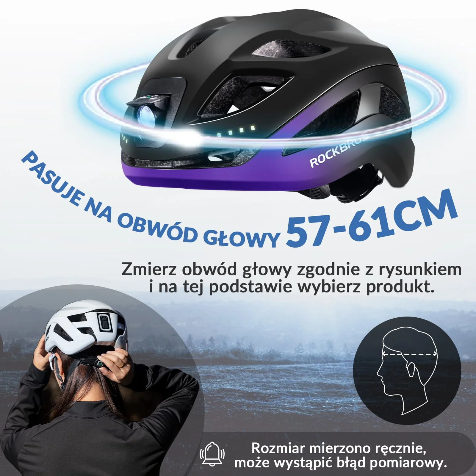 Kask Rowerowy z Lampką Męski Damski-ZK-077 - Image 27
