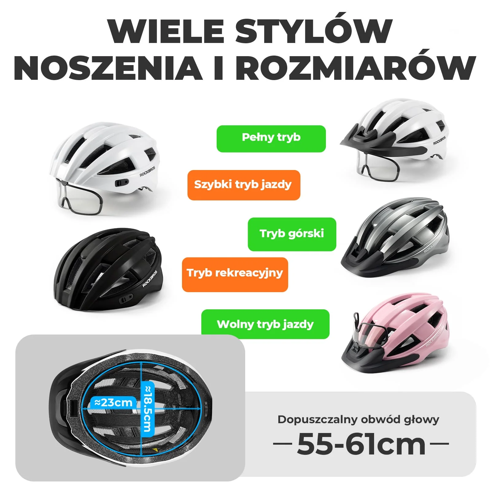 Kask Rowerowy z Okularami Fotochromowymi i Światłem Tylnym -ZK-013L - Image 12