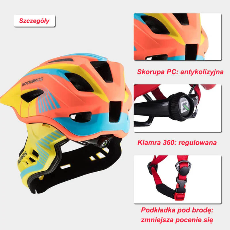 Kaski Rowerowy dla Dzieci z Odpinaną Osłoną Podbródka -TT-32 - Image 12