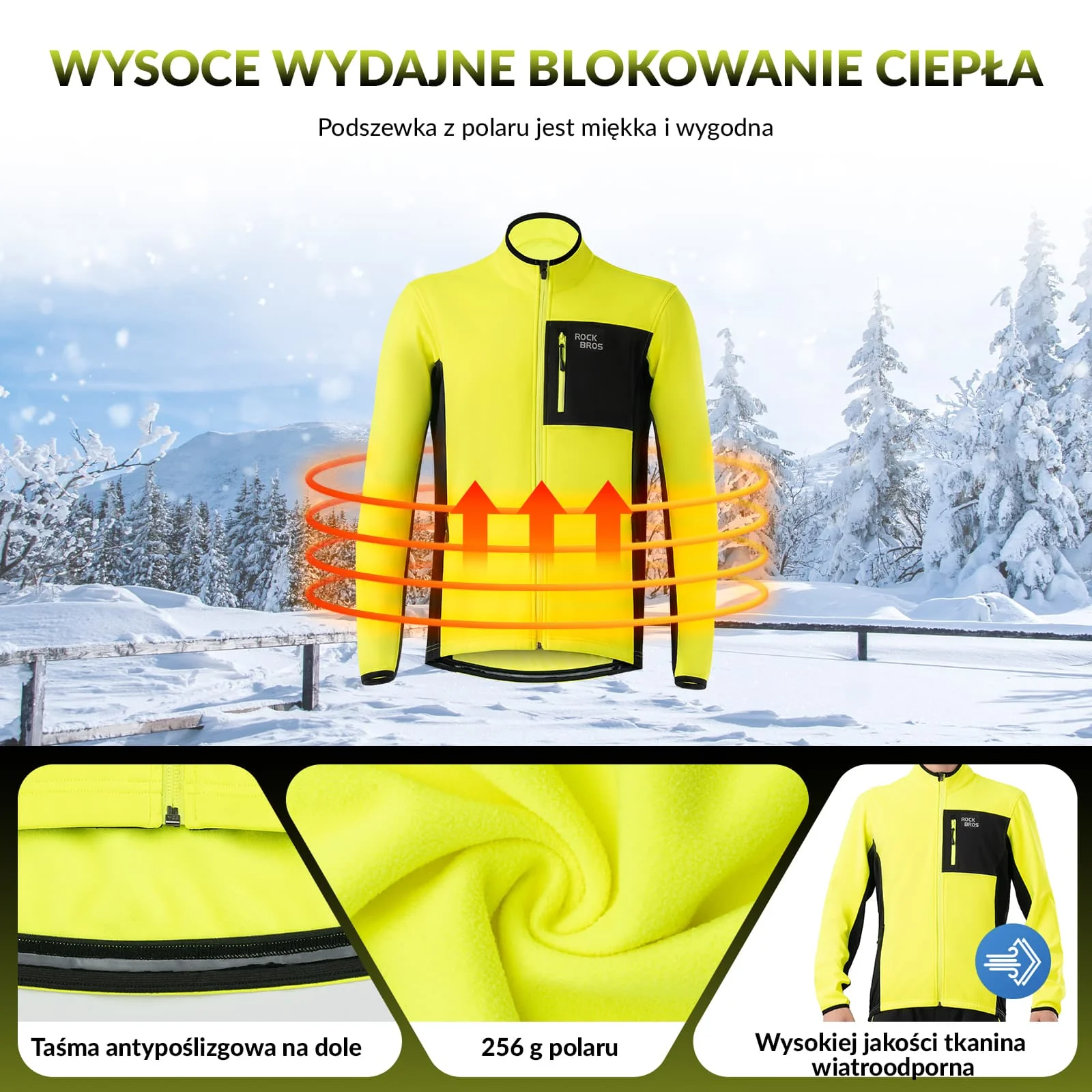 Komplet Kurtka I Spodnie Rowerowe Polar Odblaskowy - Image 2