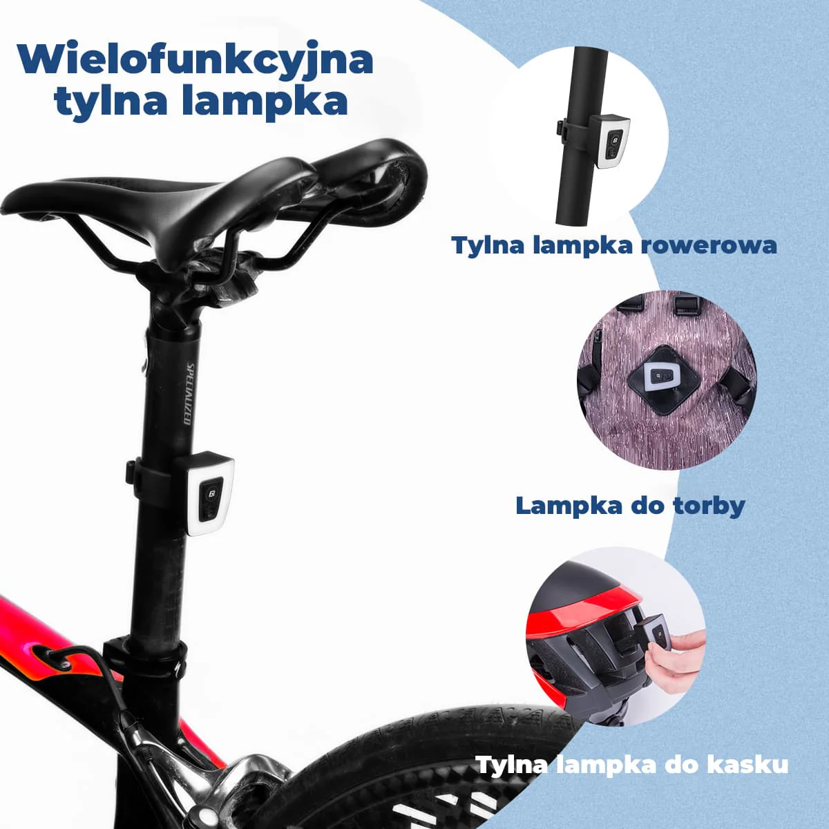 Lampka na Kask Rowerowy i Tylna Lampka 2 w 1 - Image 6