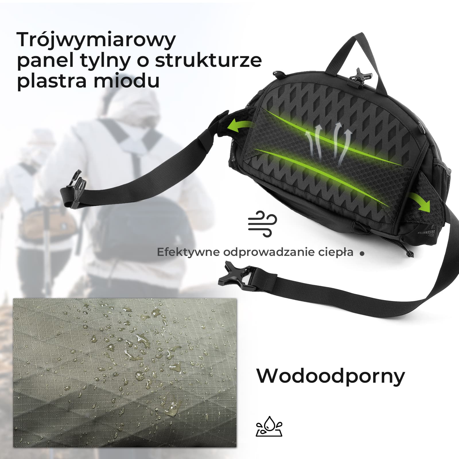 Qunature Lekka Torba Outdoorowa Plecak I Nerka W Jednym 7,9l-YB003 - Image 16