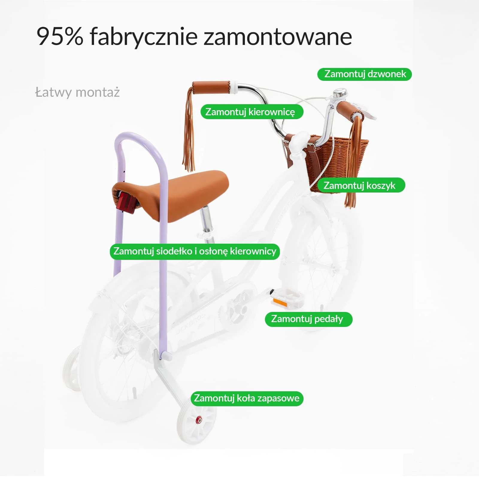 LEVO– 16 Calowy Rower Dziecięcy z Bocznymi Kółkami - Image 11