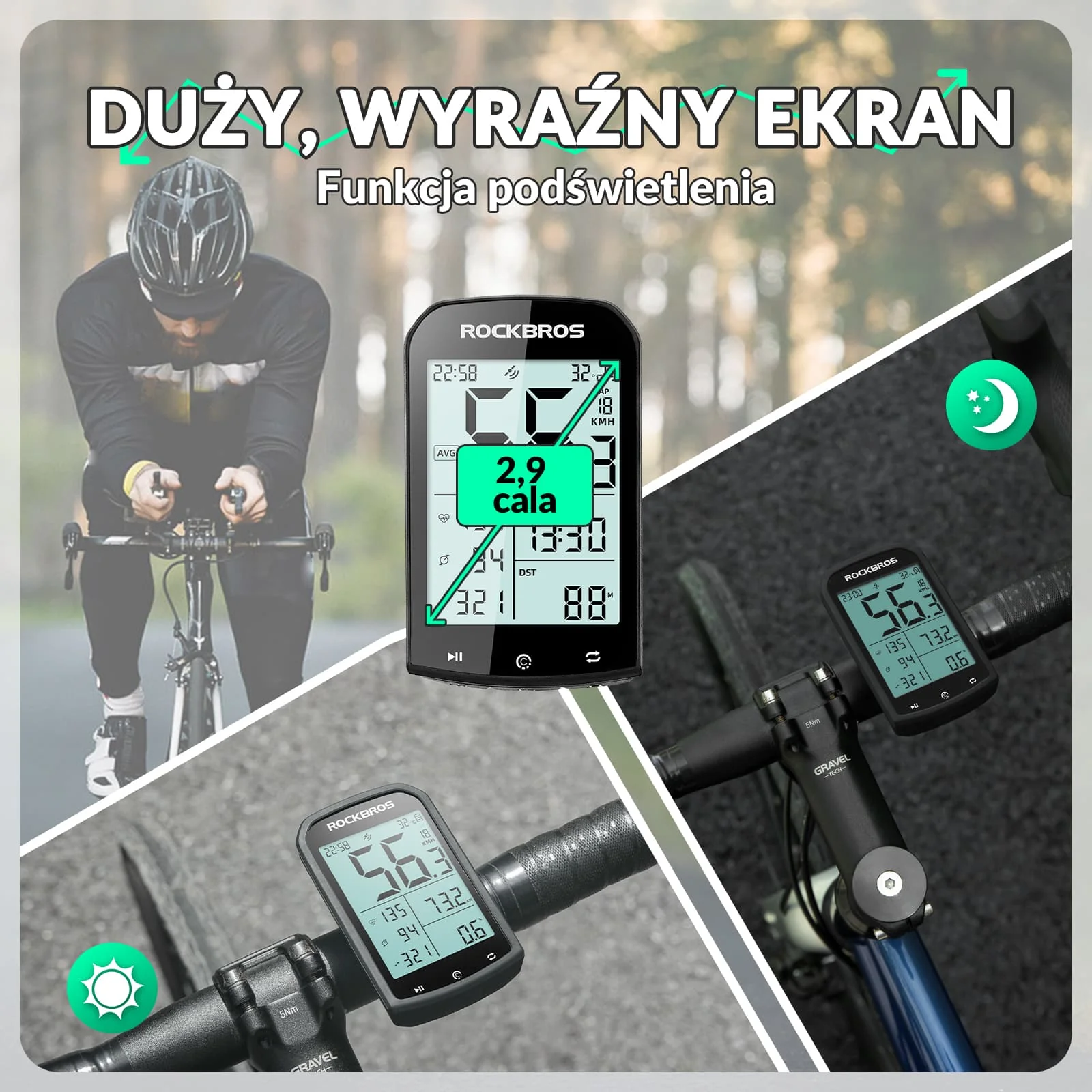 Licznik Rowerowy Bezprzewodowy GPS Wodoodporny Prędkościomierz I Drogomierz - Image 6