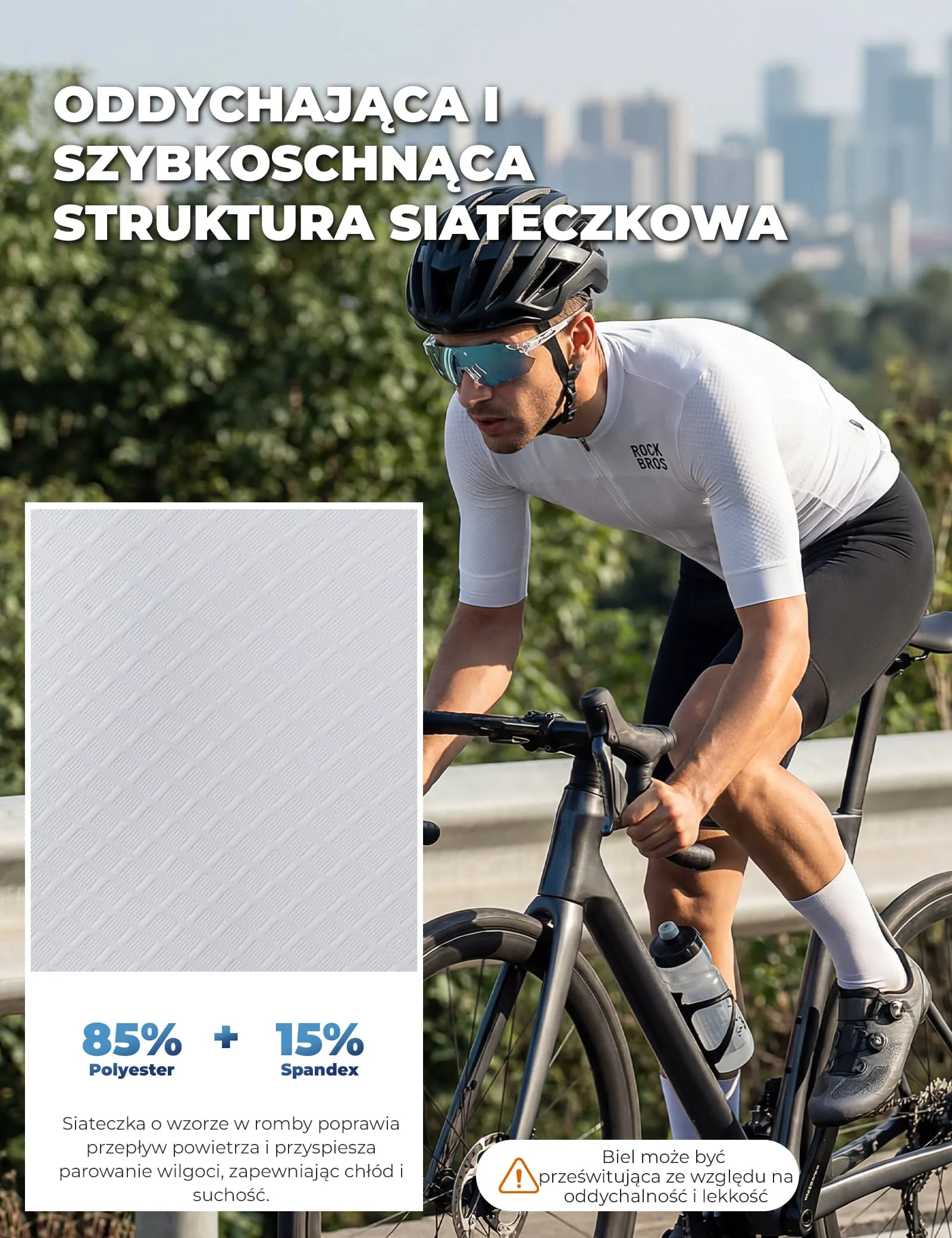 Męska Koszulka Kolarska o Dopasowanym Kroju Oddychająca z Krótkim Rękawem - Image 2