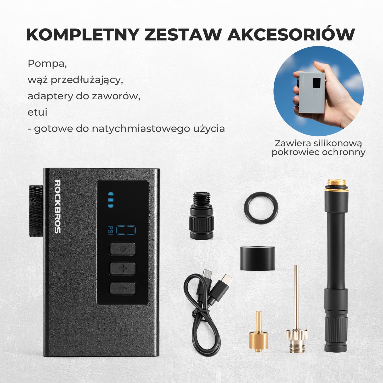 Mini Elektryczne Pompki Rowerowa z Manometrem Maks. 120 PSI-AS240 PRO - Image 7