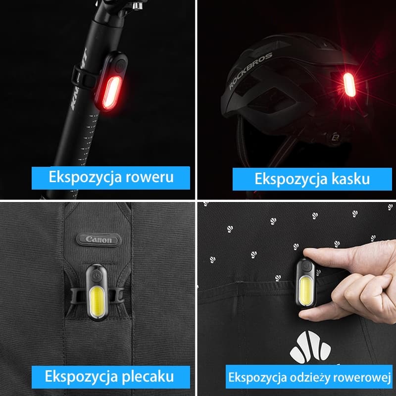 Mini Tylne Światło Rowerowe COB Dwukolorowe - Image 11