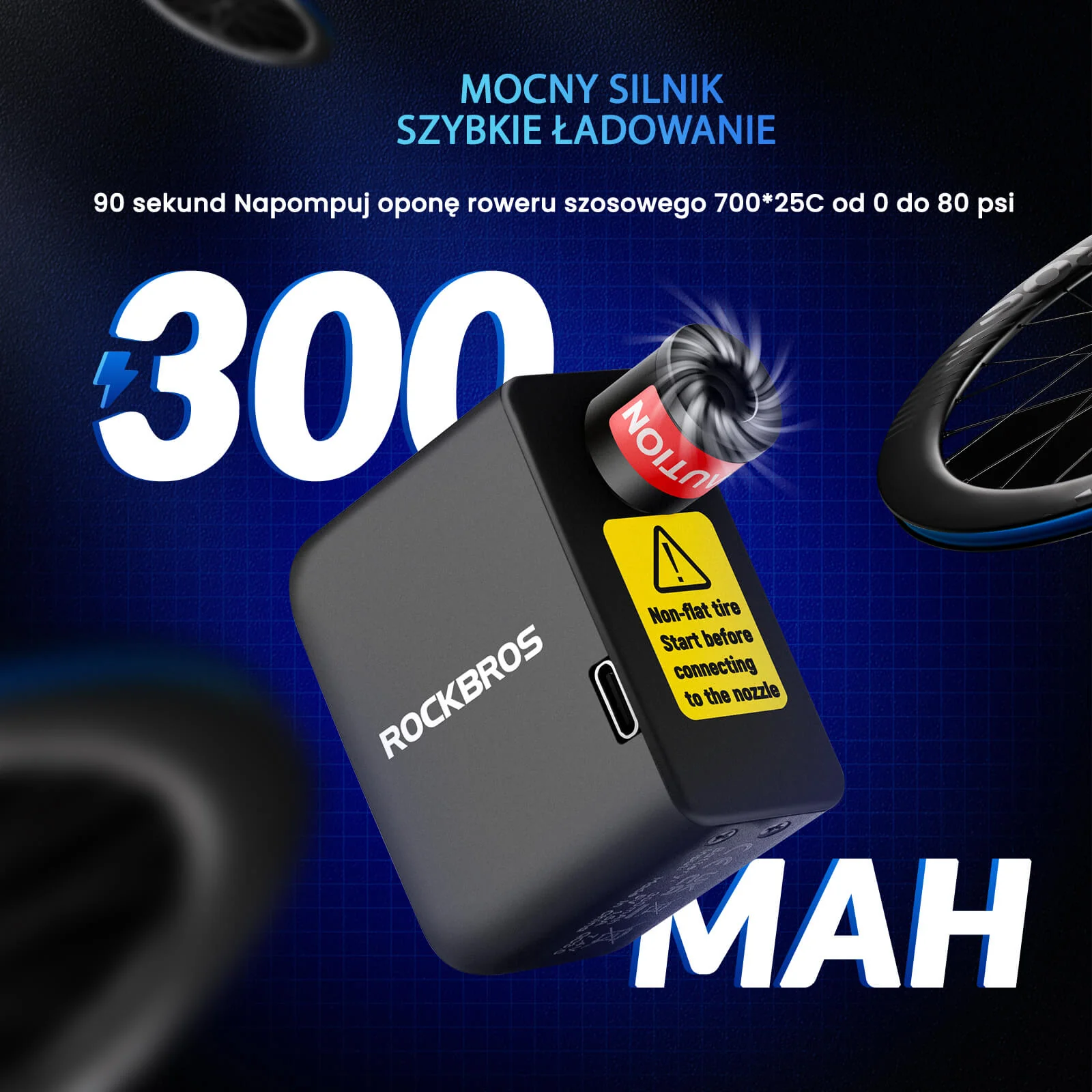 Mini Elektryczne Pompki  Rowerowa 100 PSI -AS1 - Image 2
