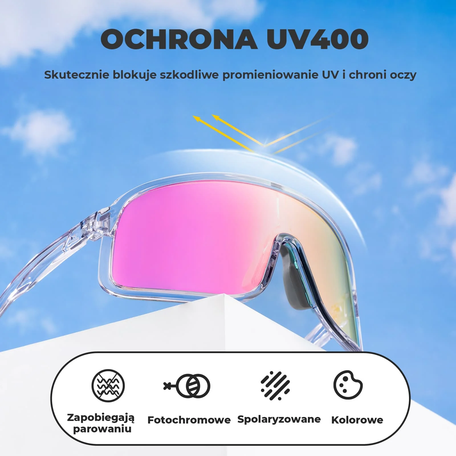 Okulary Fotochromowe Rowerowe Przezroczyste Przeciwmgielne-SP350 - Image 2