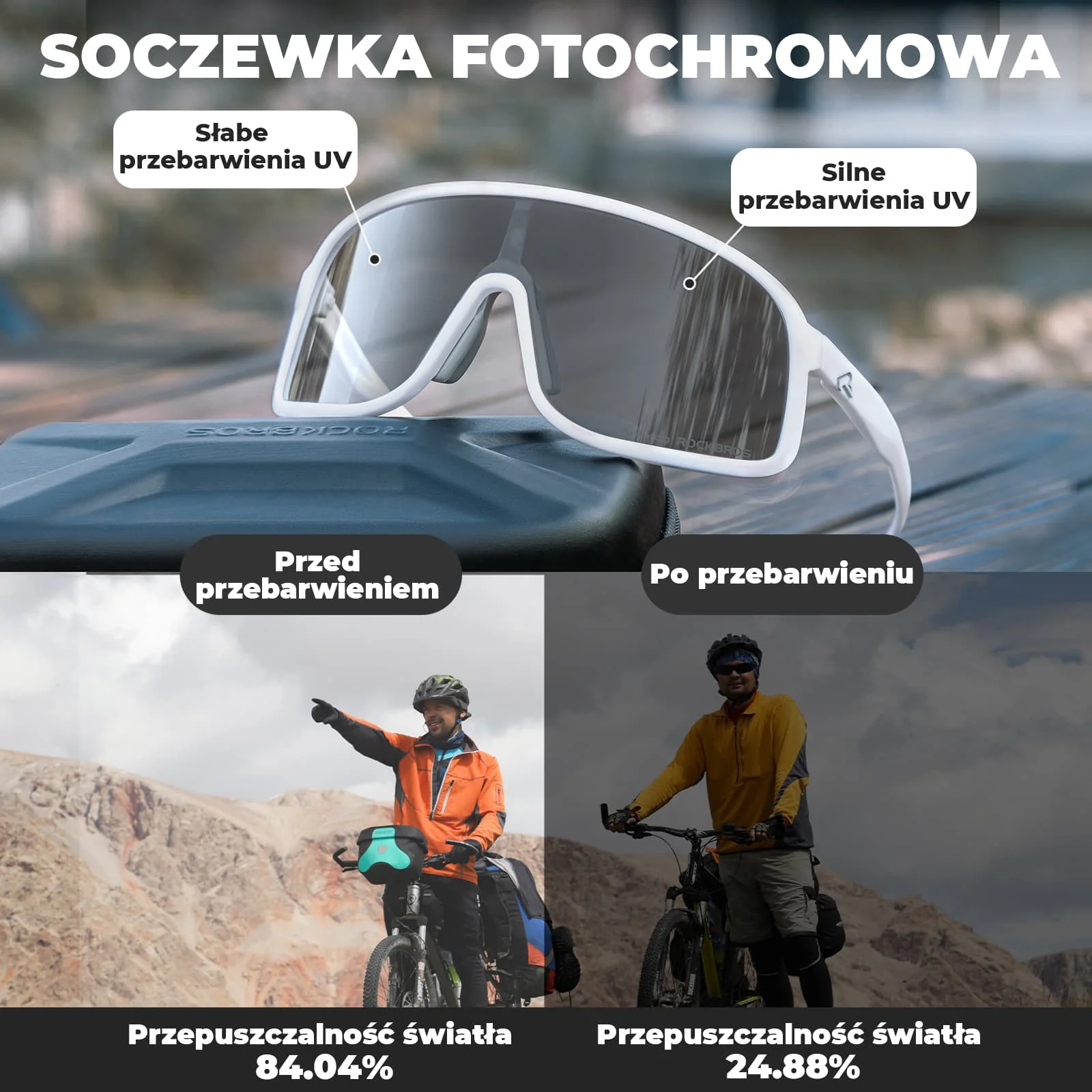 Okulary Fotochromowe Rowerowe Przezroczyste Przeciwmgielne-SP350 - Image 3