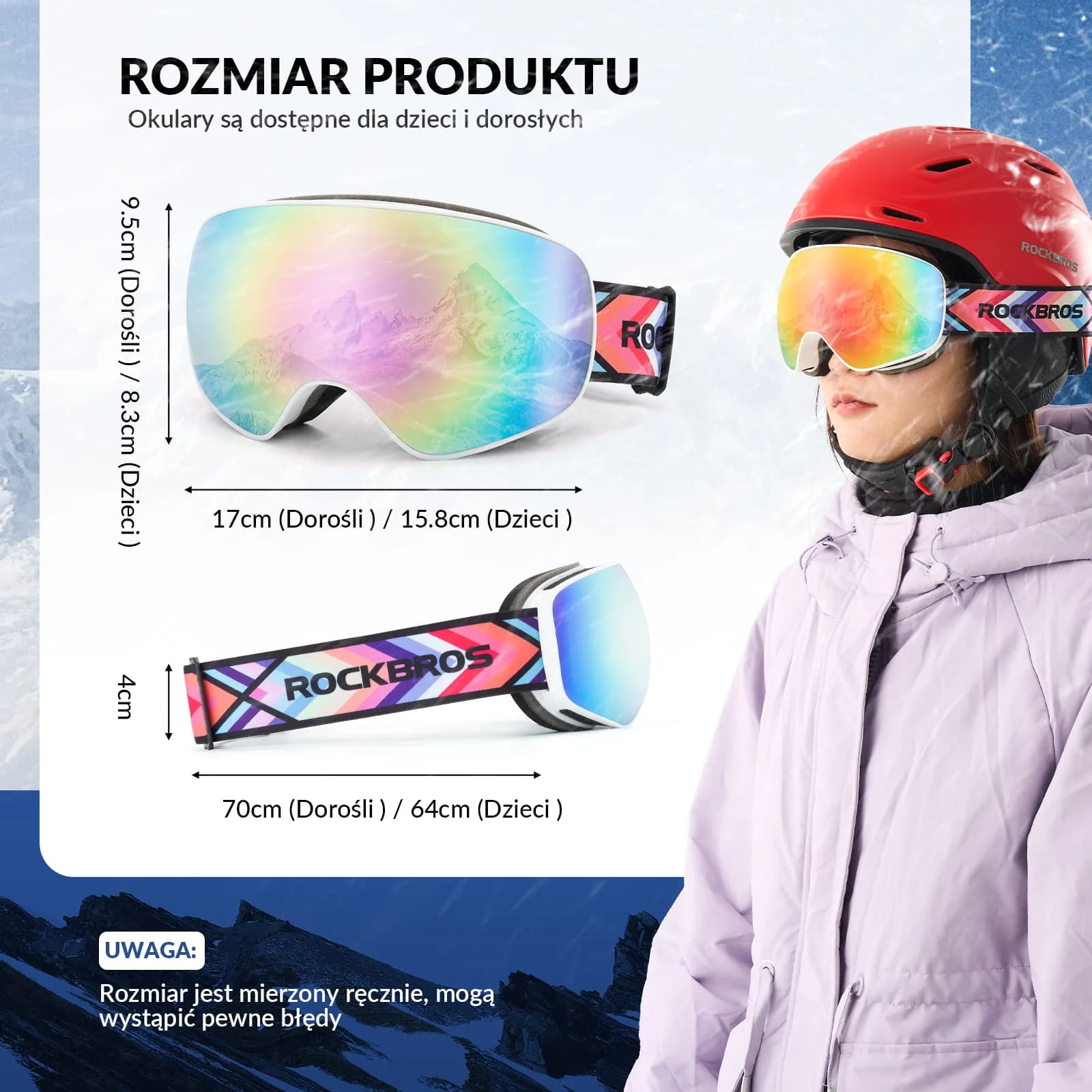 Okulary Narciarskie Gogle dla Dorosłych i Dzieci, Przeciwmgielne-SP284 - Image 23