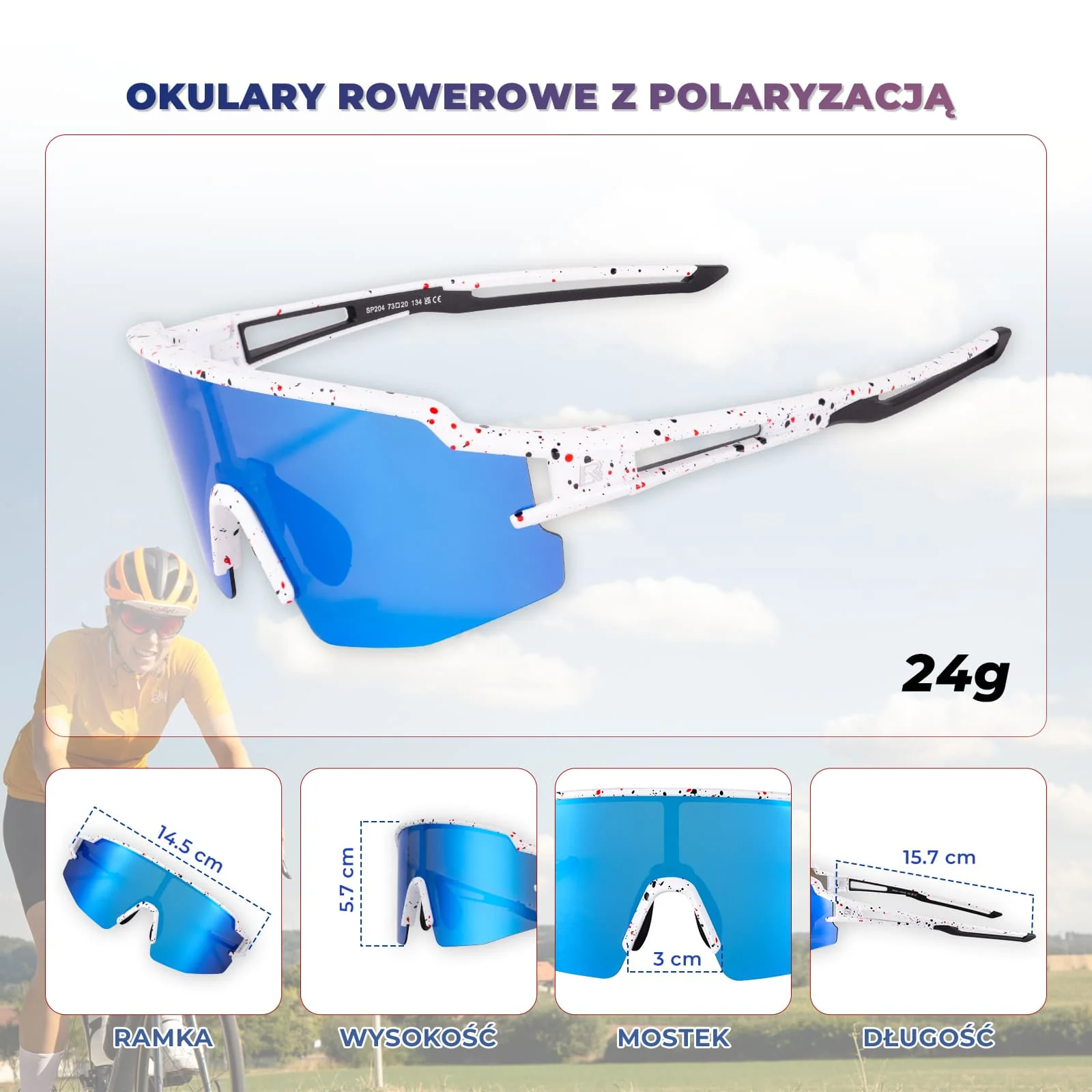 Okulary Polaryzacyjne Kolarskie UV Gogle Rowerowe Sportowe-SP204 - Image 17