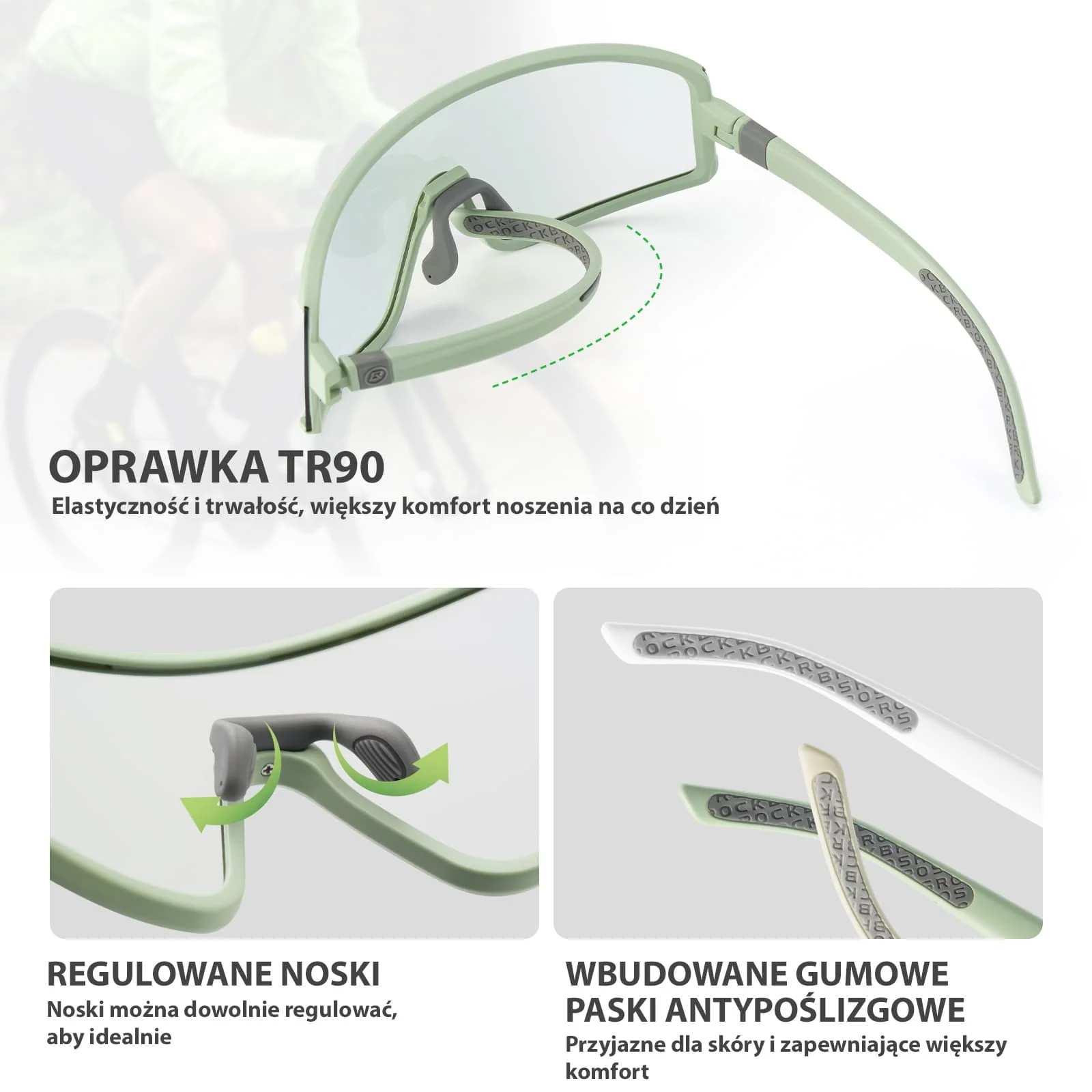 Okulary Przeciwsłoneczne Fotochromowe Ultralekkie, Ochrona UV400 Zielone-SP376 - Image 5
