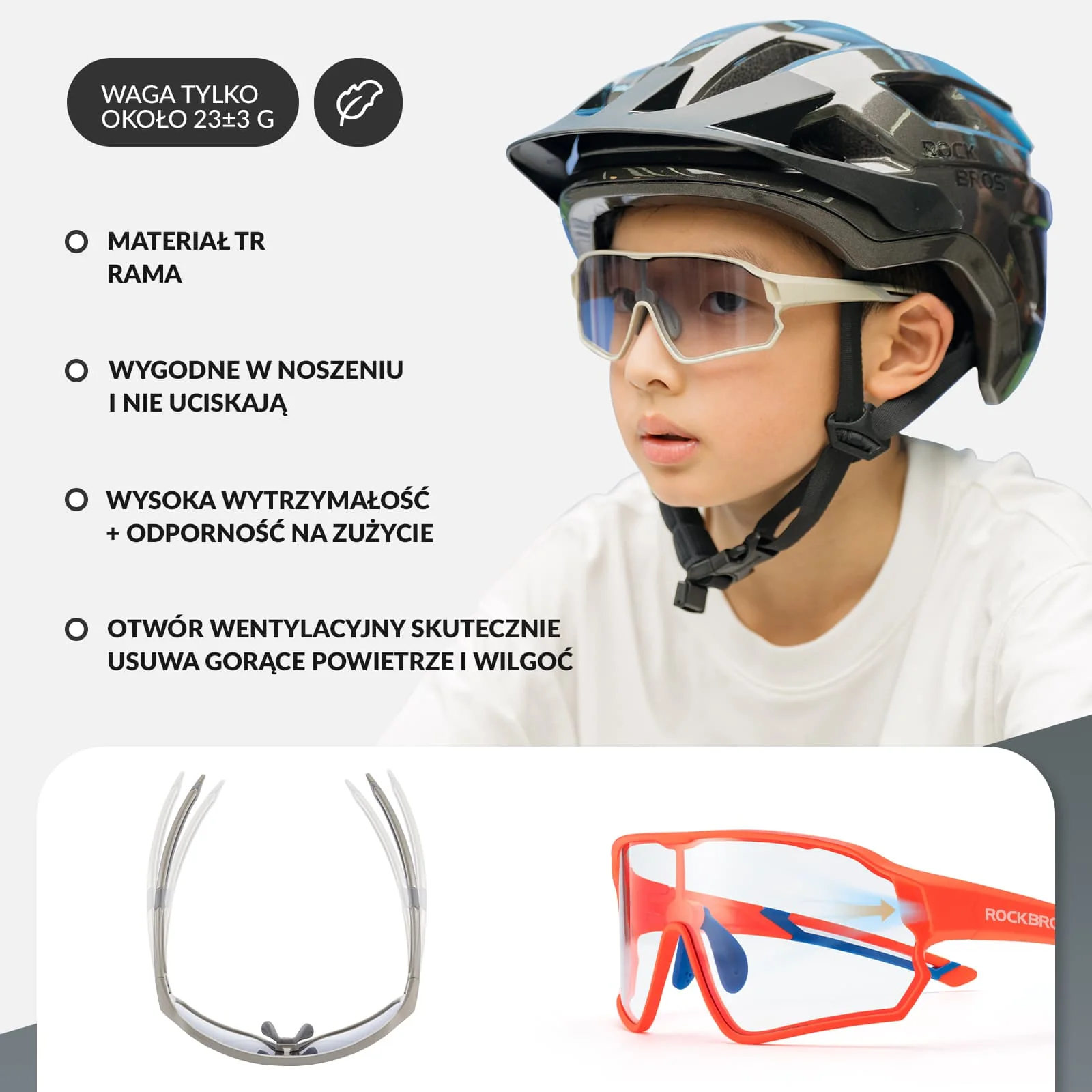 Okulary Rowerowe Dziecięce Samoprzyciemniające Ochrona UV400-SP314 - Image 15