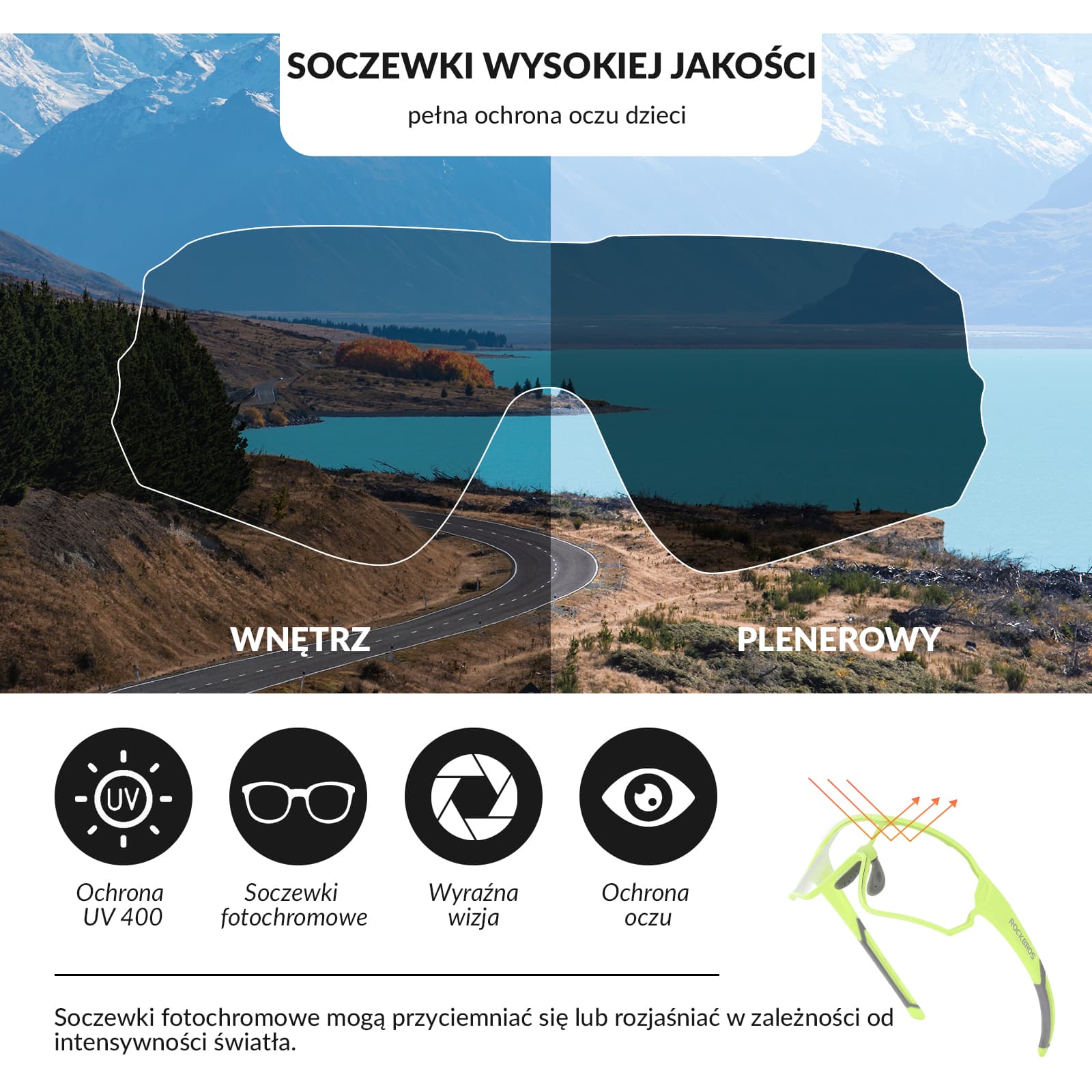 Okulary Rowerowe Dziecięce Samoprzyciemniające Ochrona UV400-SP314 - Image 26