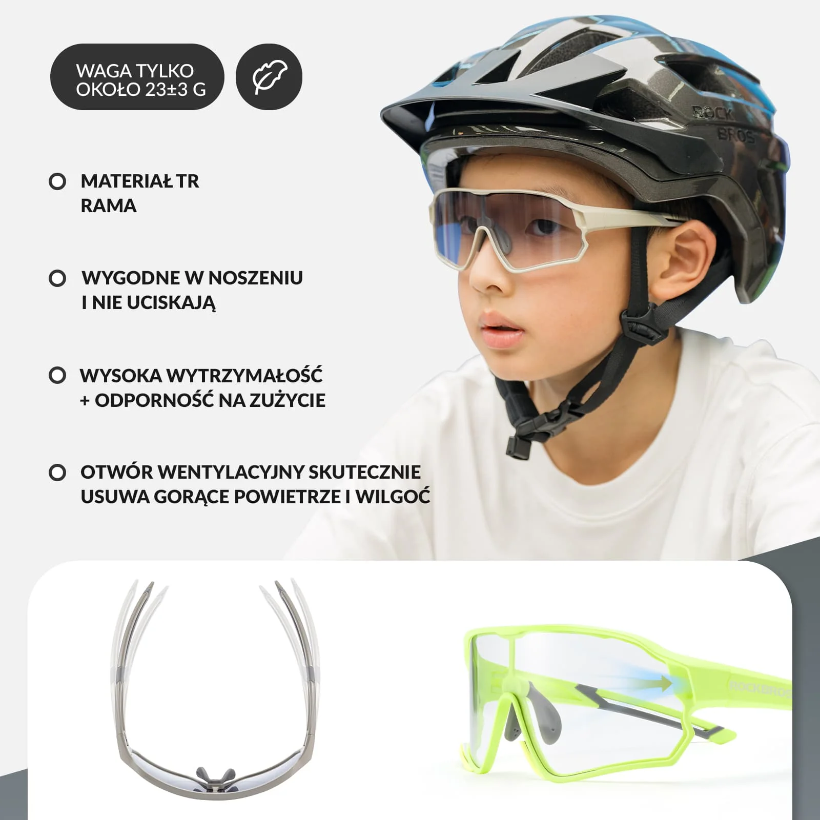 Okulary Rowerowe Dziecięce Samoprzyciemniające Ochrona UV400-SP314 - Image 27