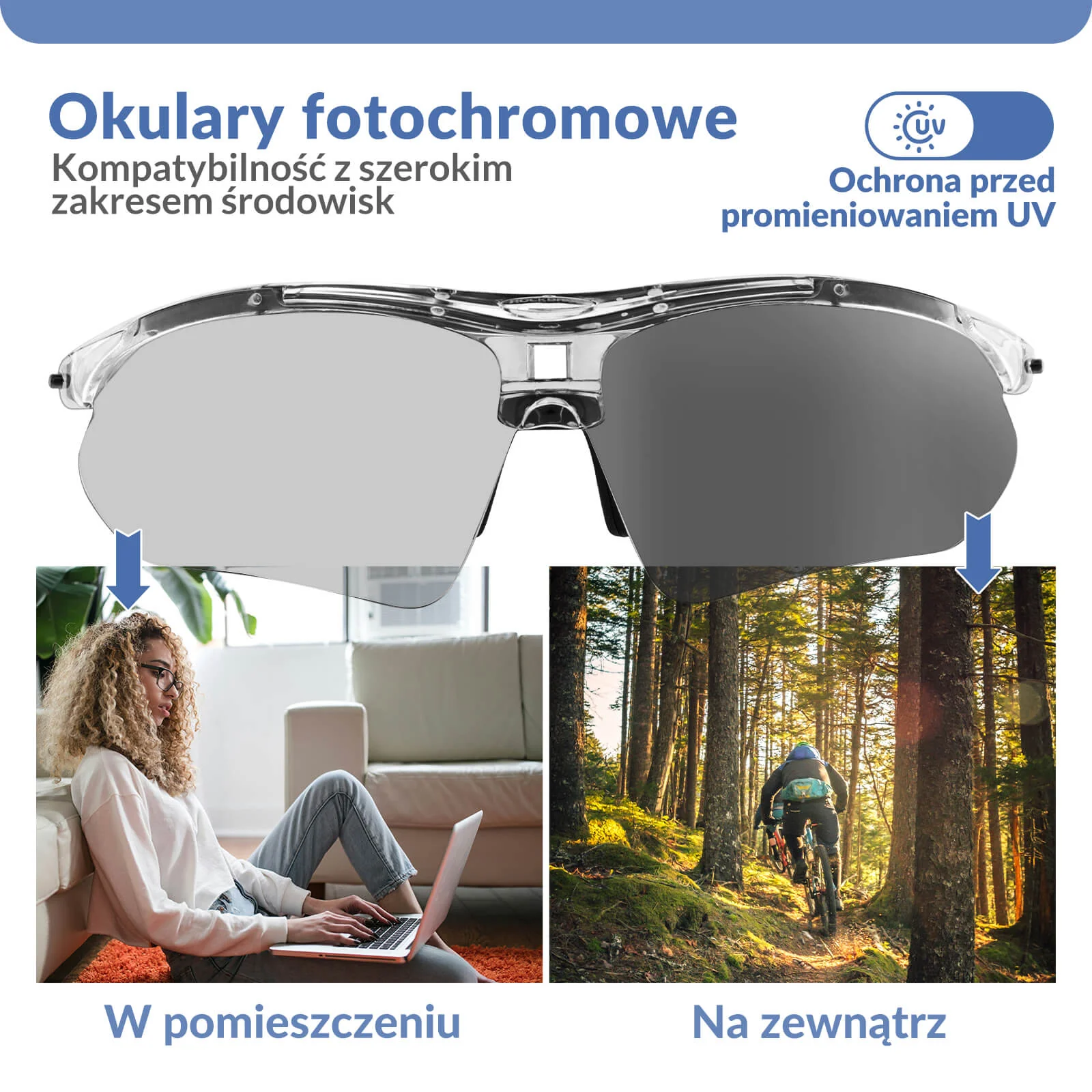 Okulary Rowerowe Fotochromowe z Ochroną UV400 - Image 3