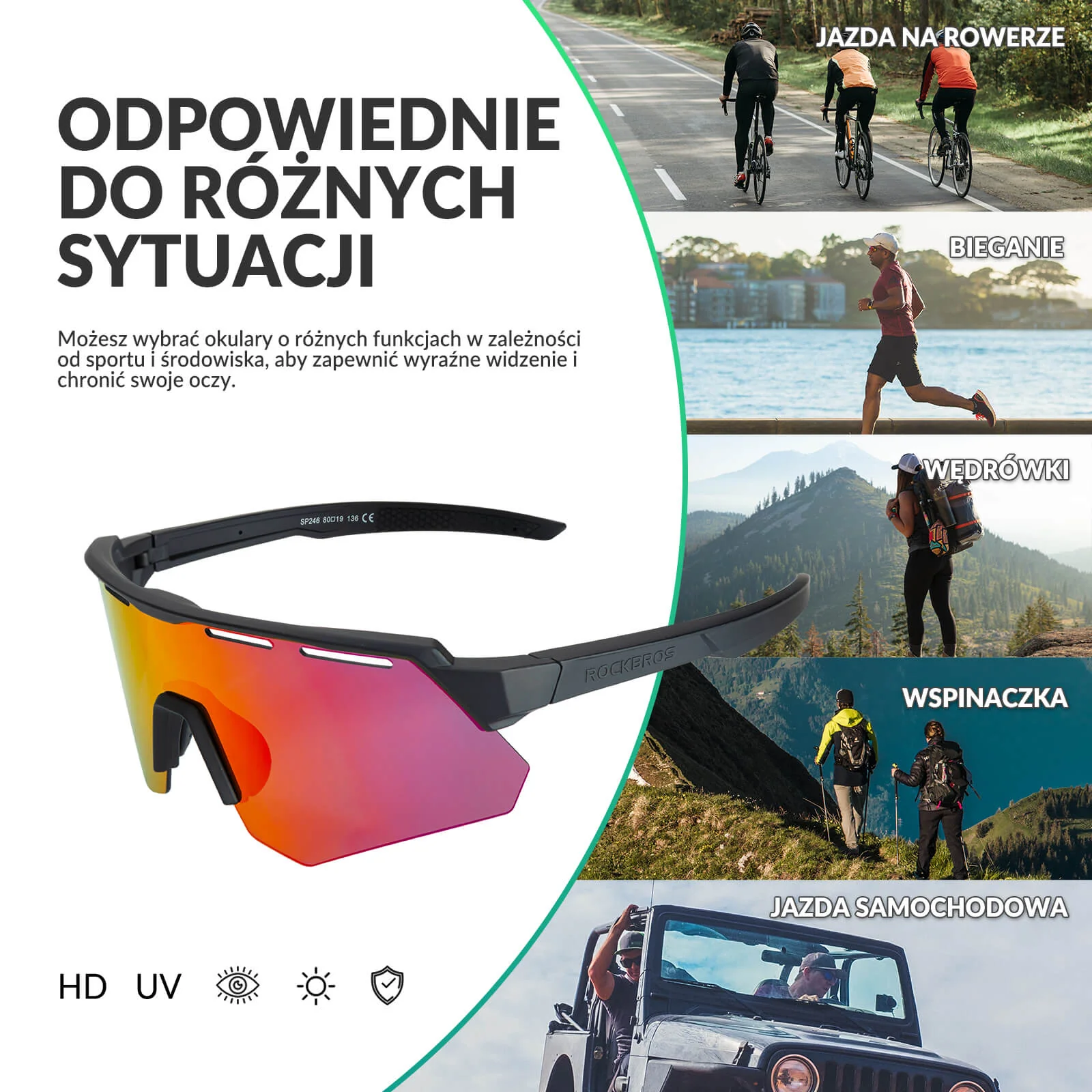 Polaryzacyjne Okulary z 4 Wymiennymi Soczewkami - Image 2