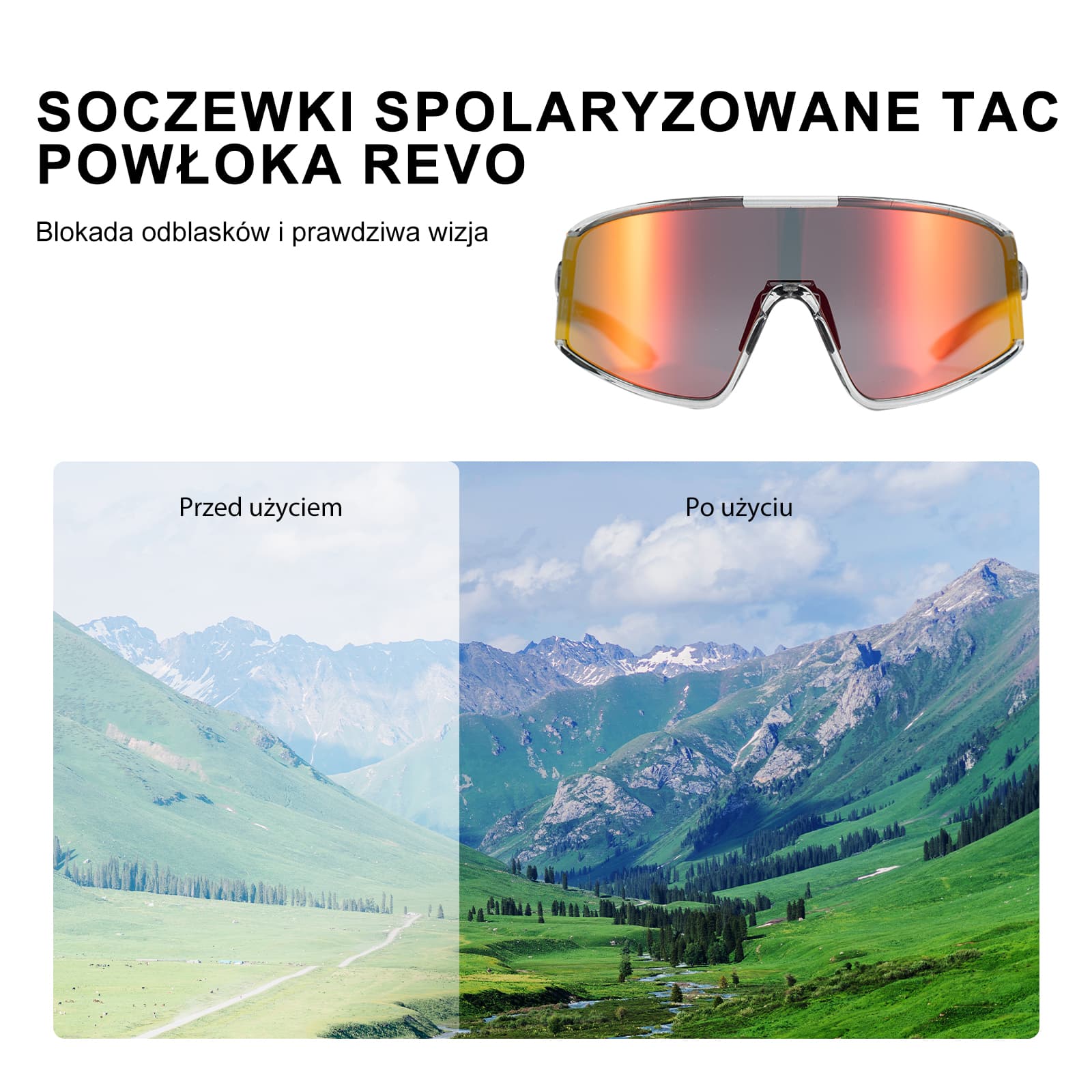 Okulary Rowerowe Polaryzacyjne Ultralekkie Ochrona UV400 4 Kolory-SP376 - Image 3