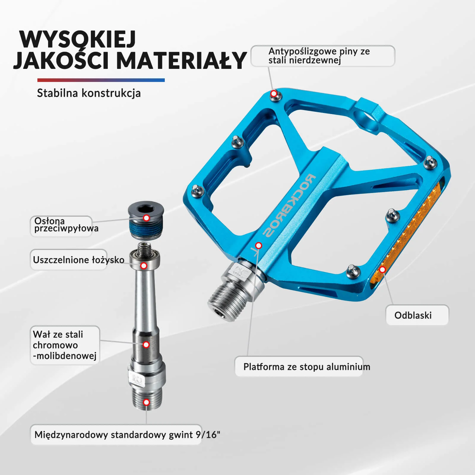 Pedał Rowerowy ze Stopu Aluminium Antypoślizgowy -K371 - Image 14