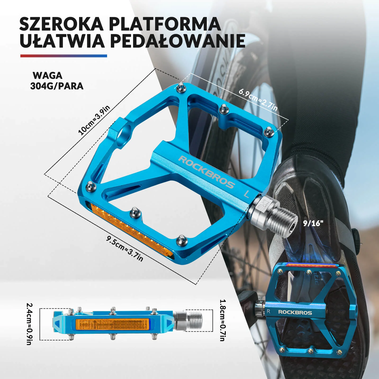 Pedał Rowerowy ze Stopu Aluminium Antypoślizgowy -K371 - Image 15