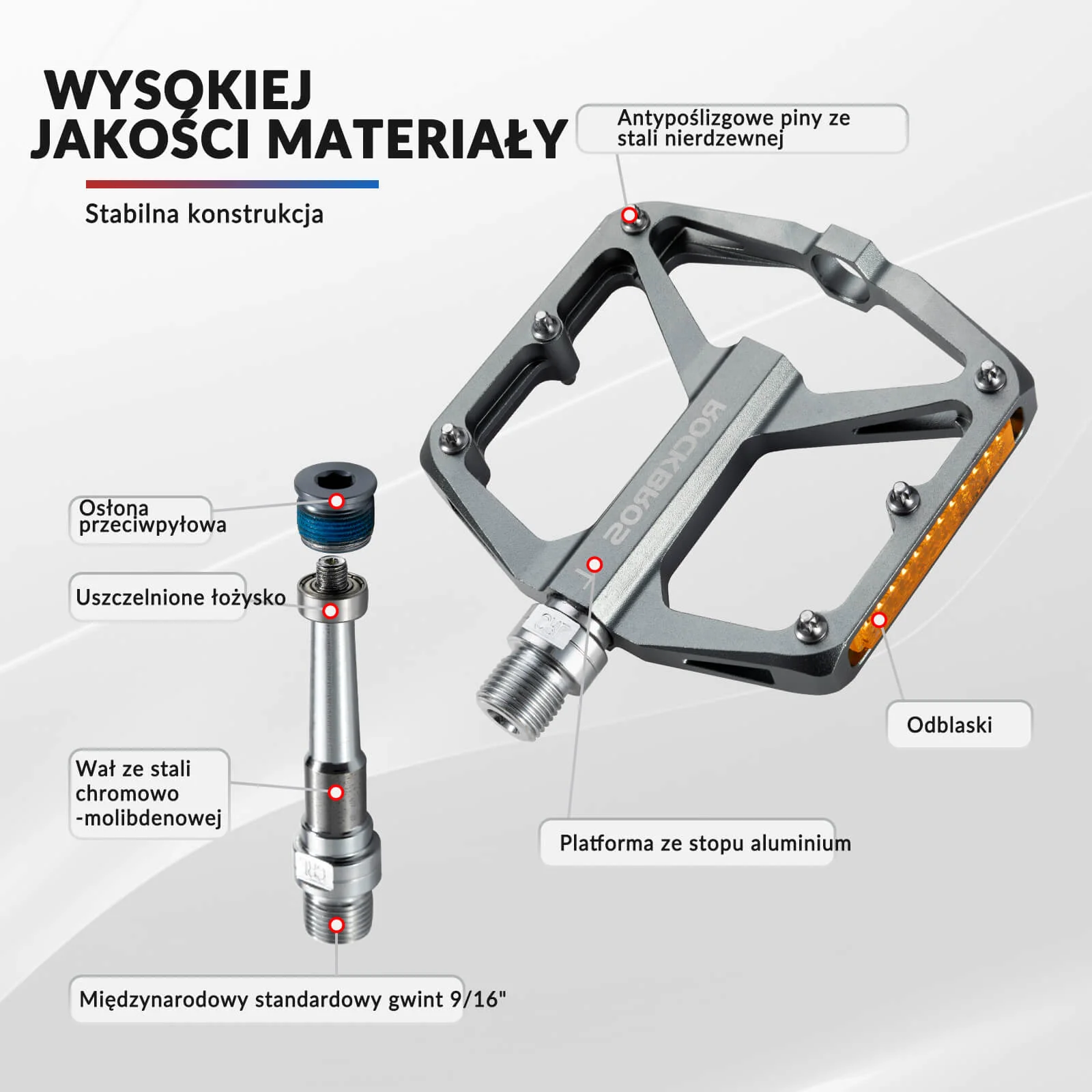 Pedał Rowerowy ze Stopu Aluminium Antypoślizgowy -K371 - Image 20