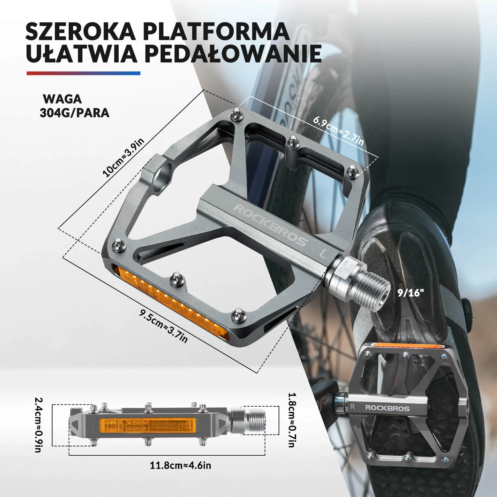 Pedał Rowerowy ze Stopu Aluminium Antypoślizgowy -K371 - Image 21