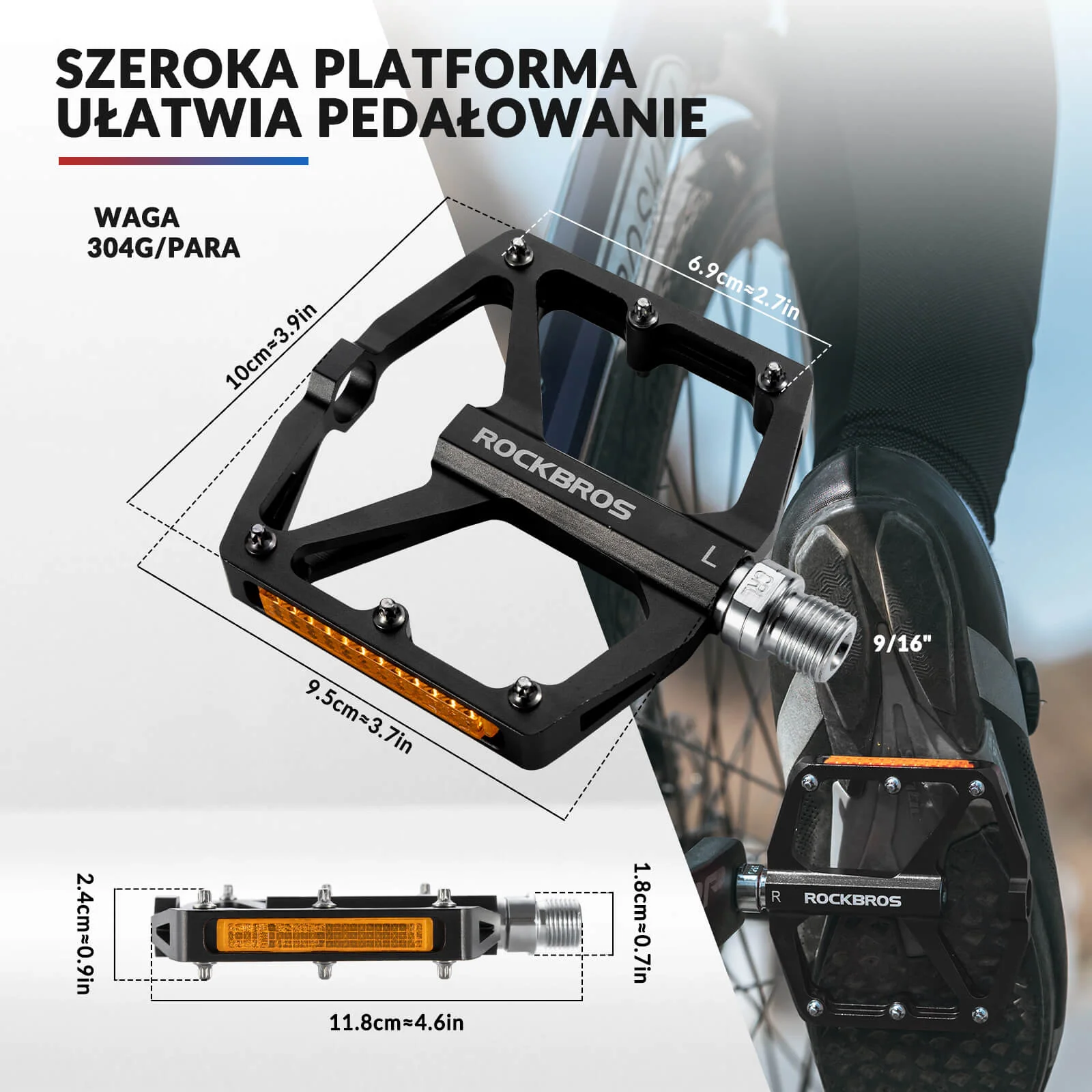 Pedał Rowerowy ze Stopu Aluminium Antypoślizgowy -K371 - Image 3
