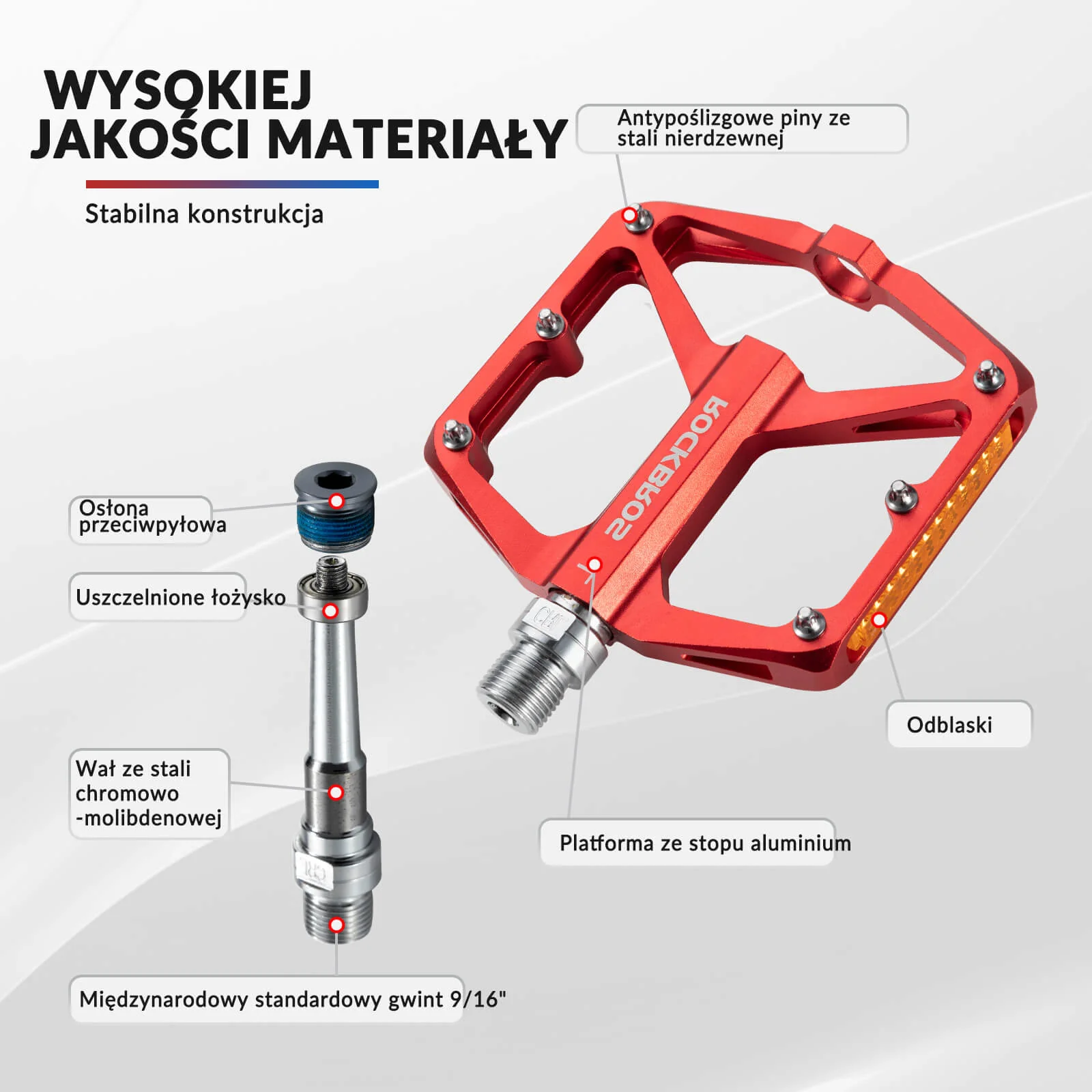 Pedał Rowerowy ze Stopu Aluminium Antypoślizgowy -K371 - Image 8