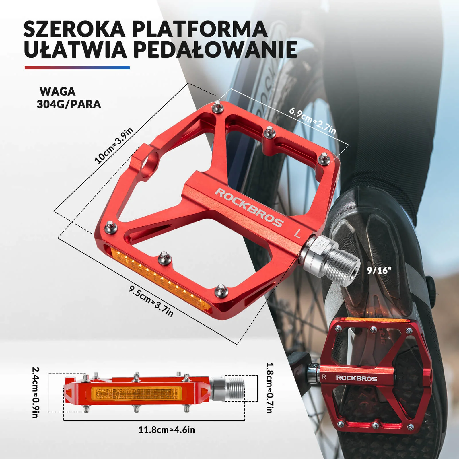 Pedał Rowerowy ze Stopu Aluminium Antypoślizgowy -K371 - Image 9