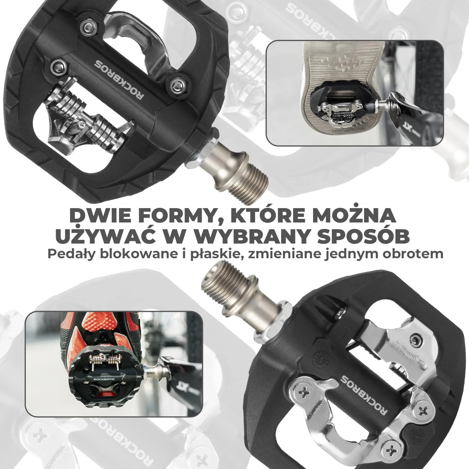 Pedały Rowerowe 2 w 1 SPD i Płaskie Wykonane z Włókna Nylonowego-M108 - Image 4