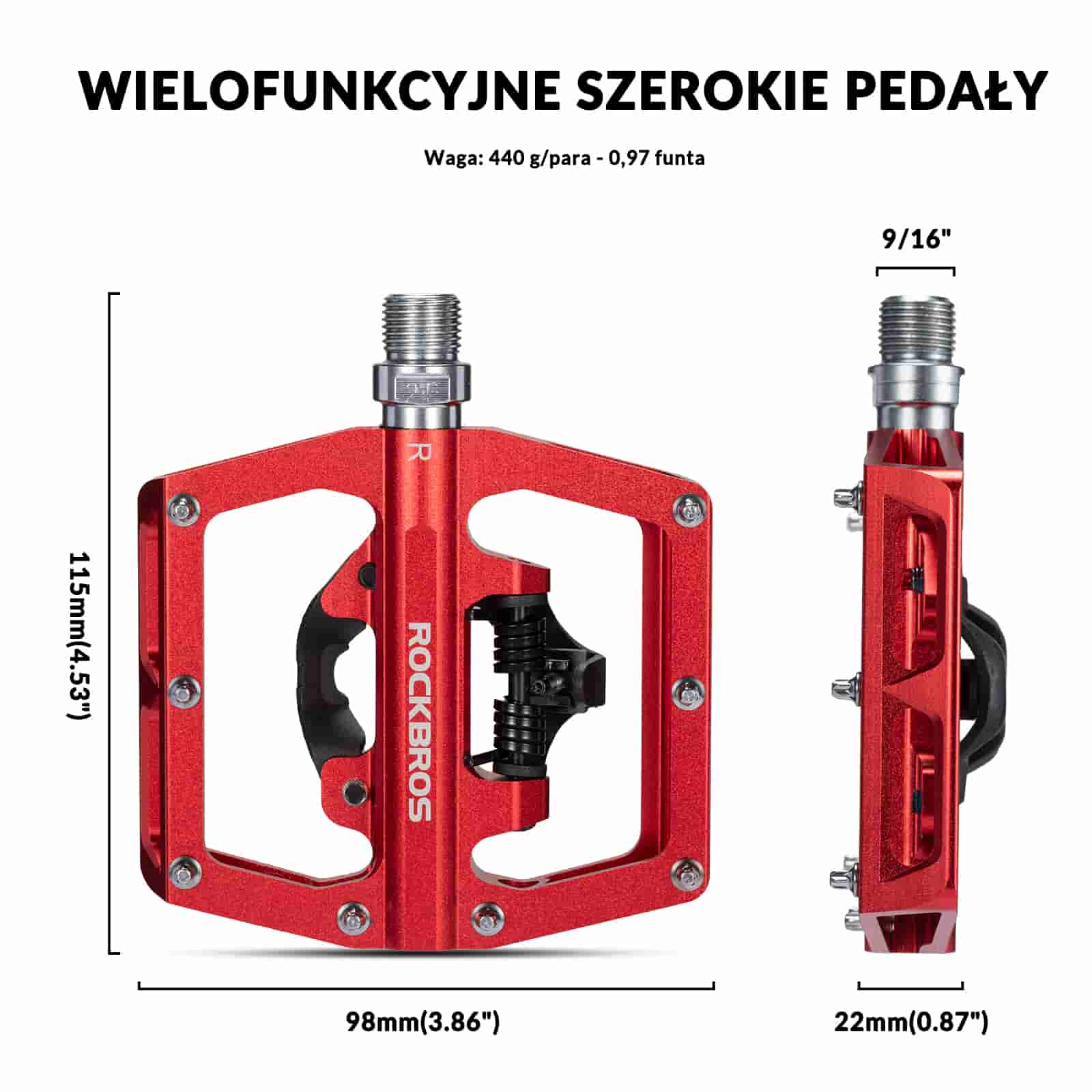 Pedały Rowerowe Aluminiowe Antypoślizgowe Pedały SPD/Pedały Platformowe 9/16" - Image 12