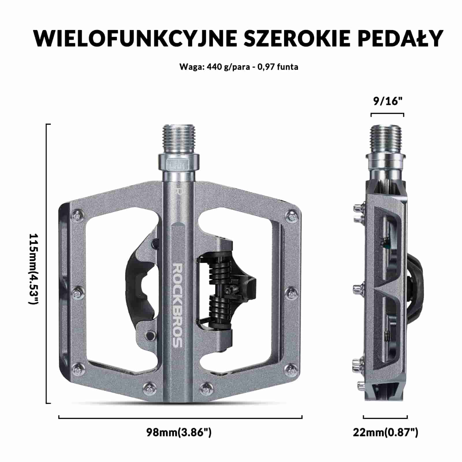 Pedały Rowerowe Aluminiowe Antypoślizgowe Pedały SPD/Pedały Platformowe 9/16" - Image 24