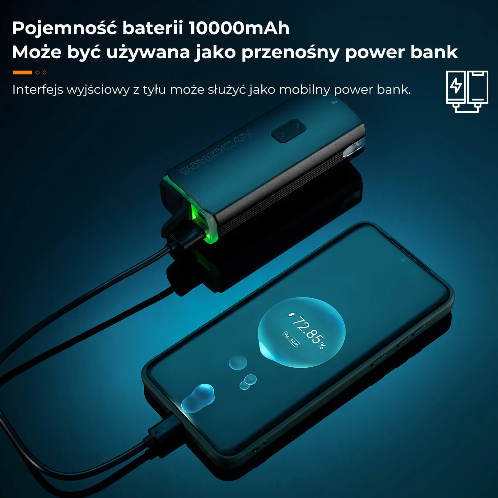 Przednie światło rowerowe Powerbankiem -RHL3000 - Image 3