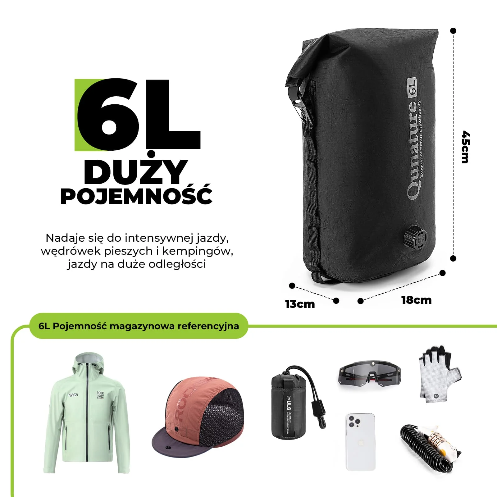 Qunature Bikepacking Wodoszczelna Torba na Kierownicę 6 L / 12 L - Image 16